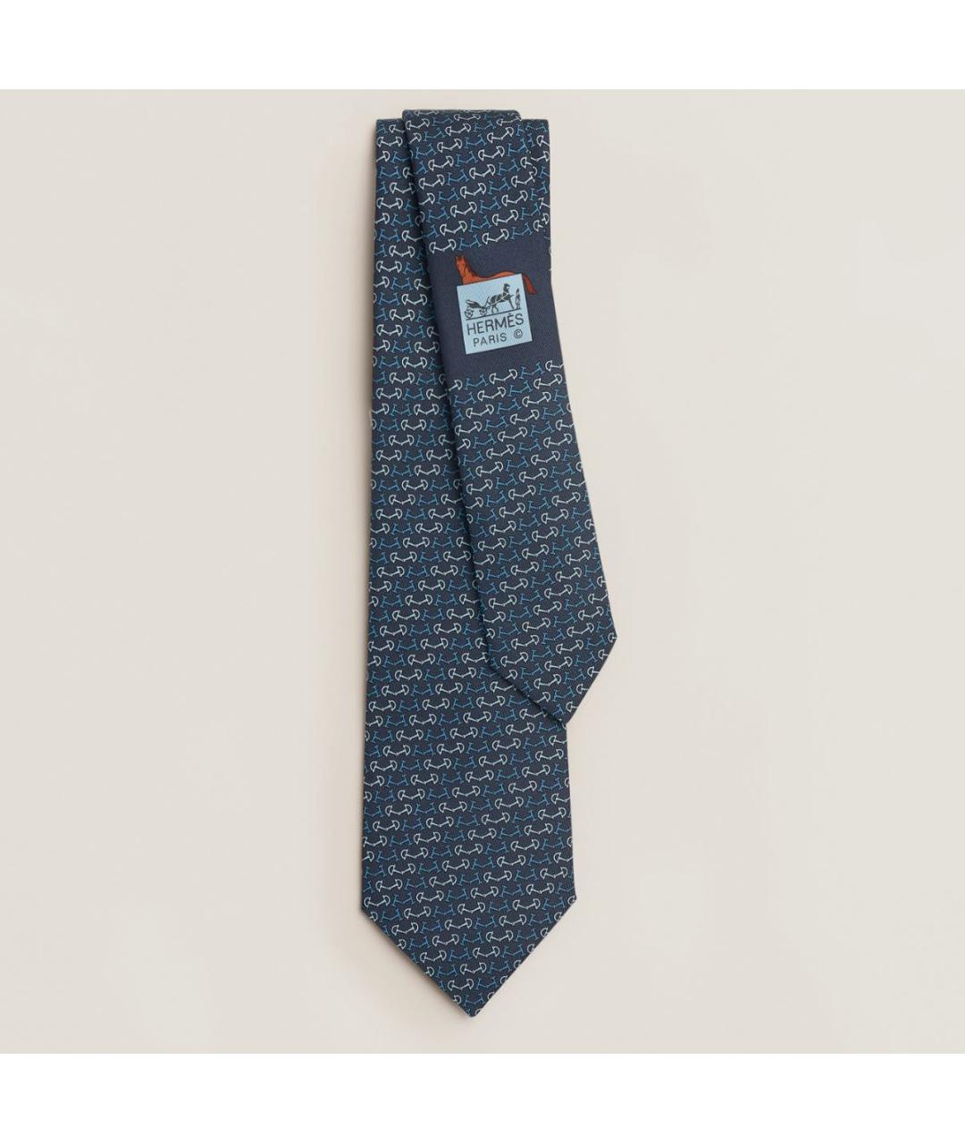 HERMES Синий шелковый галстук, фото 3