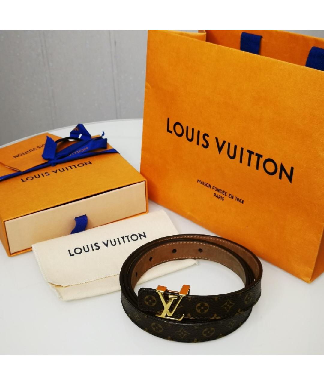 LOUIS VUITTON Коричневый кожаный ремень, фото 7