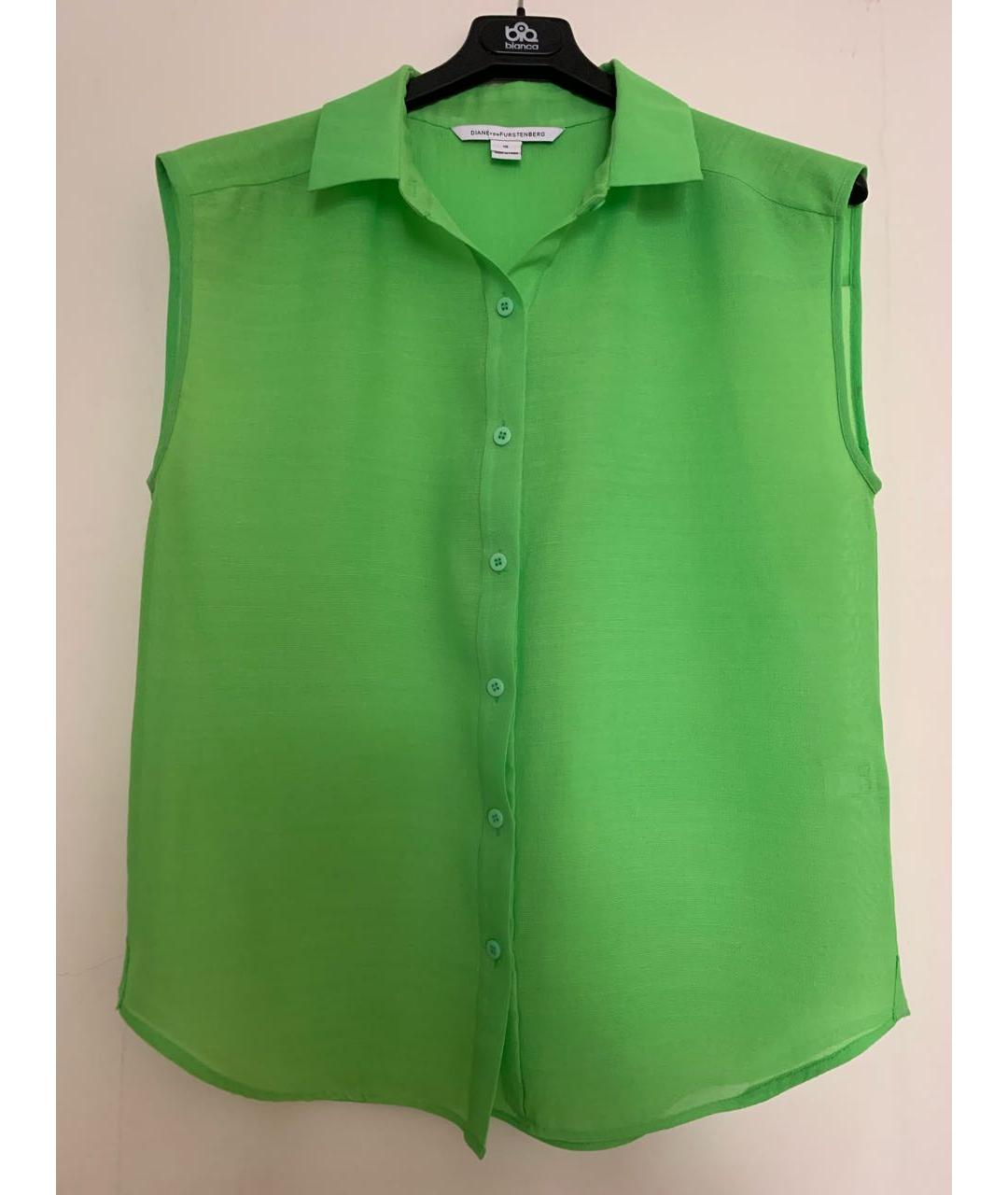 DIANE VON FURSTENBERG Зеленая шелковая блузы, фото 9