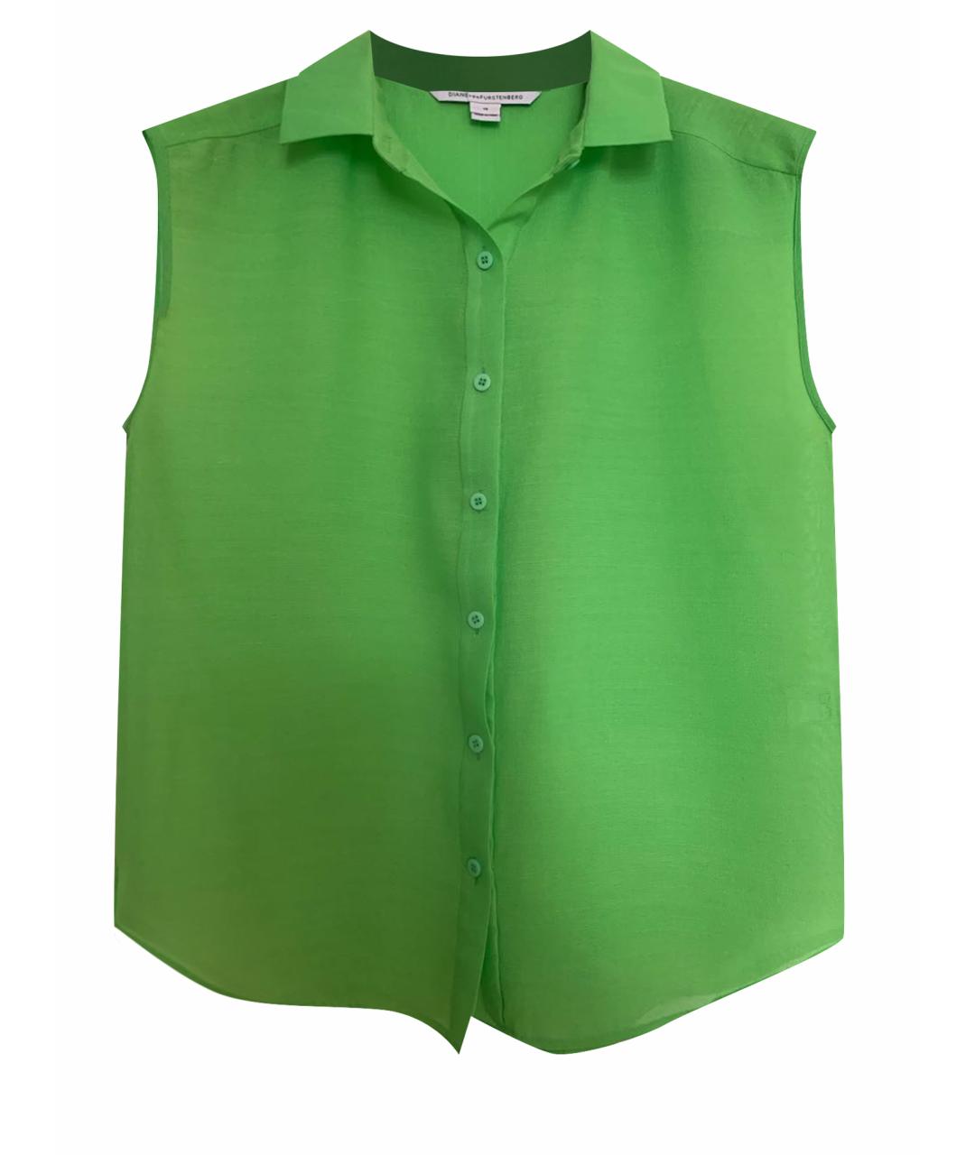 DIANE VON FURSTENBERG Зеленая шелковая блузы, фото 1