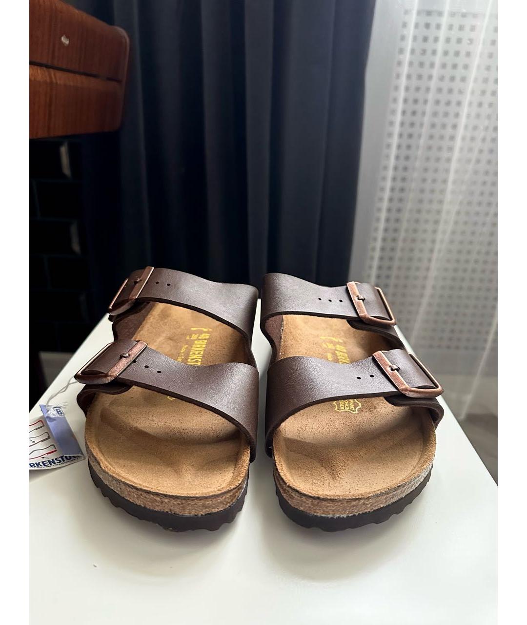 BIRKENSTOCK Коричневые кожаные сандалии, фото 2