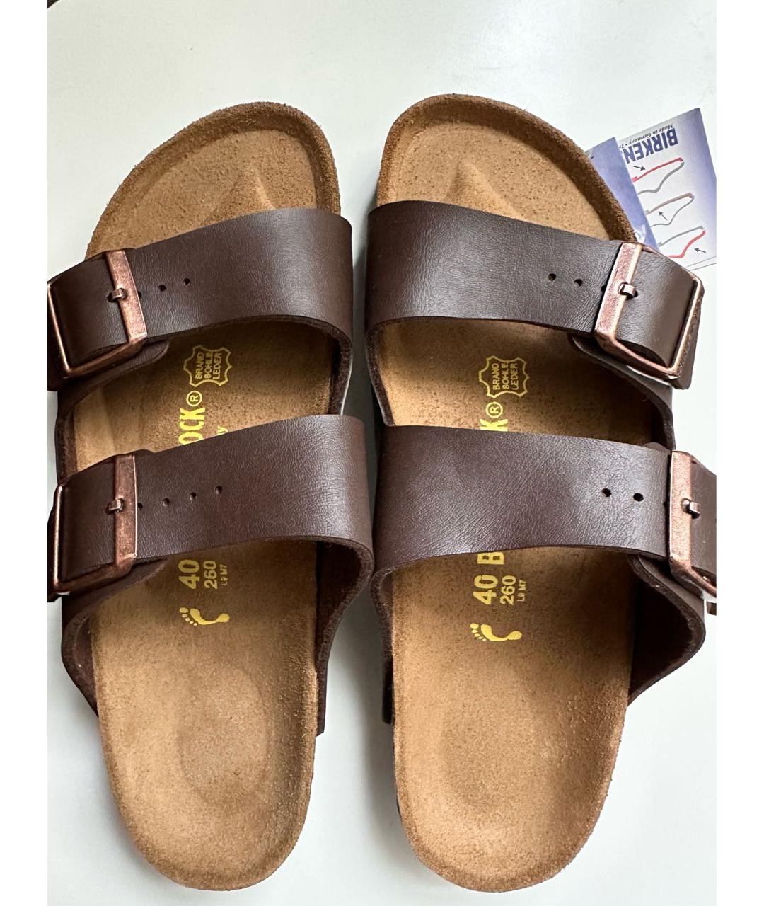 BIRKENSTOCK Коричневые кожаные сандалии, фото 3