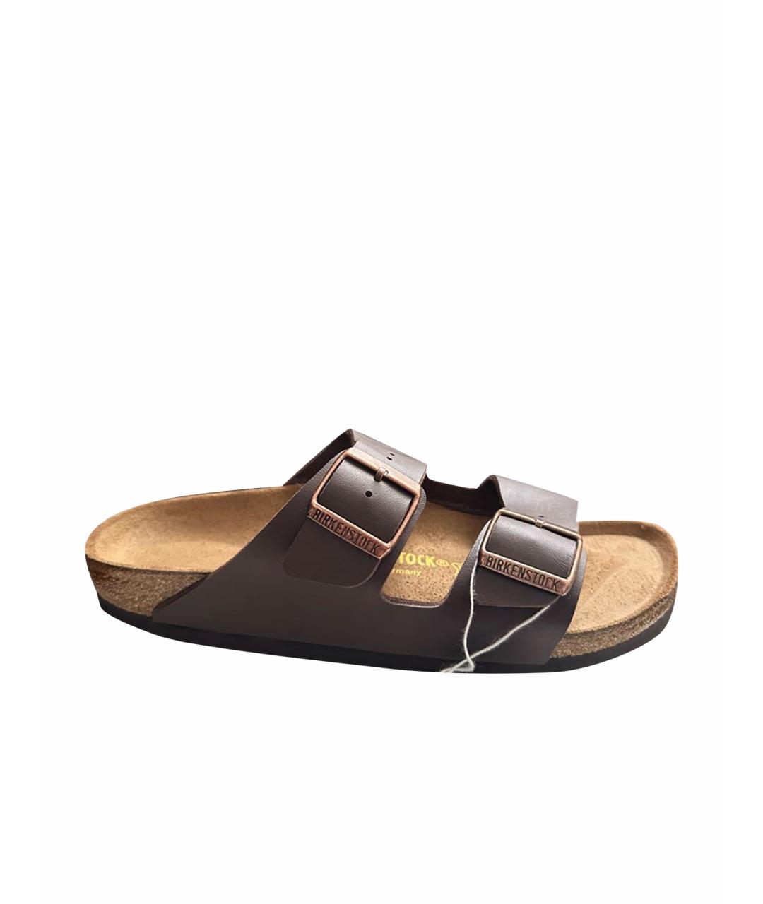 BIRKENSTOCK Коричневые кожаные сандалии, фото 1