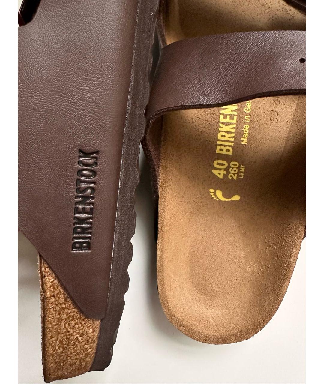 BIRKENSTOCK Коричневые кожаные сандалии, фото 5