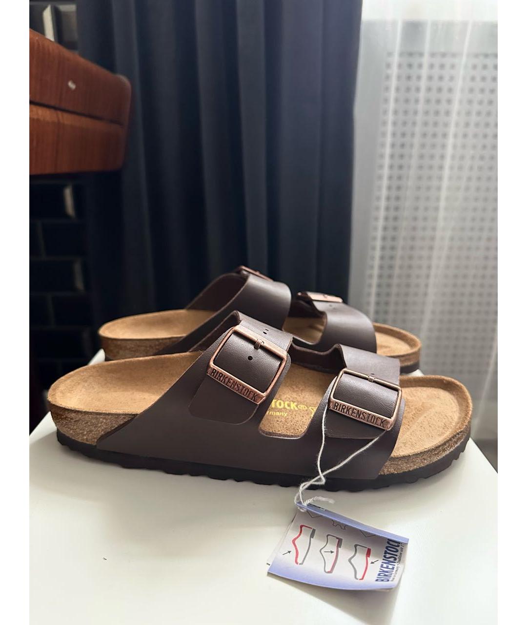 BIRKENSTOCK Коричневые кожаные сандалии, фото 9