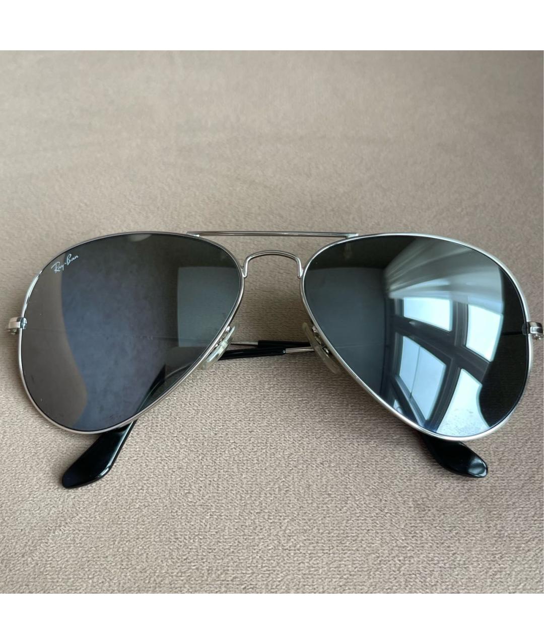 RAY BAN Серебряные металлические солнцезащитные очки, фото 7