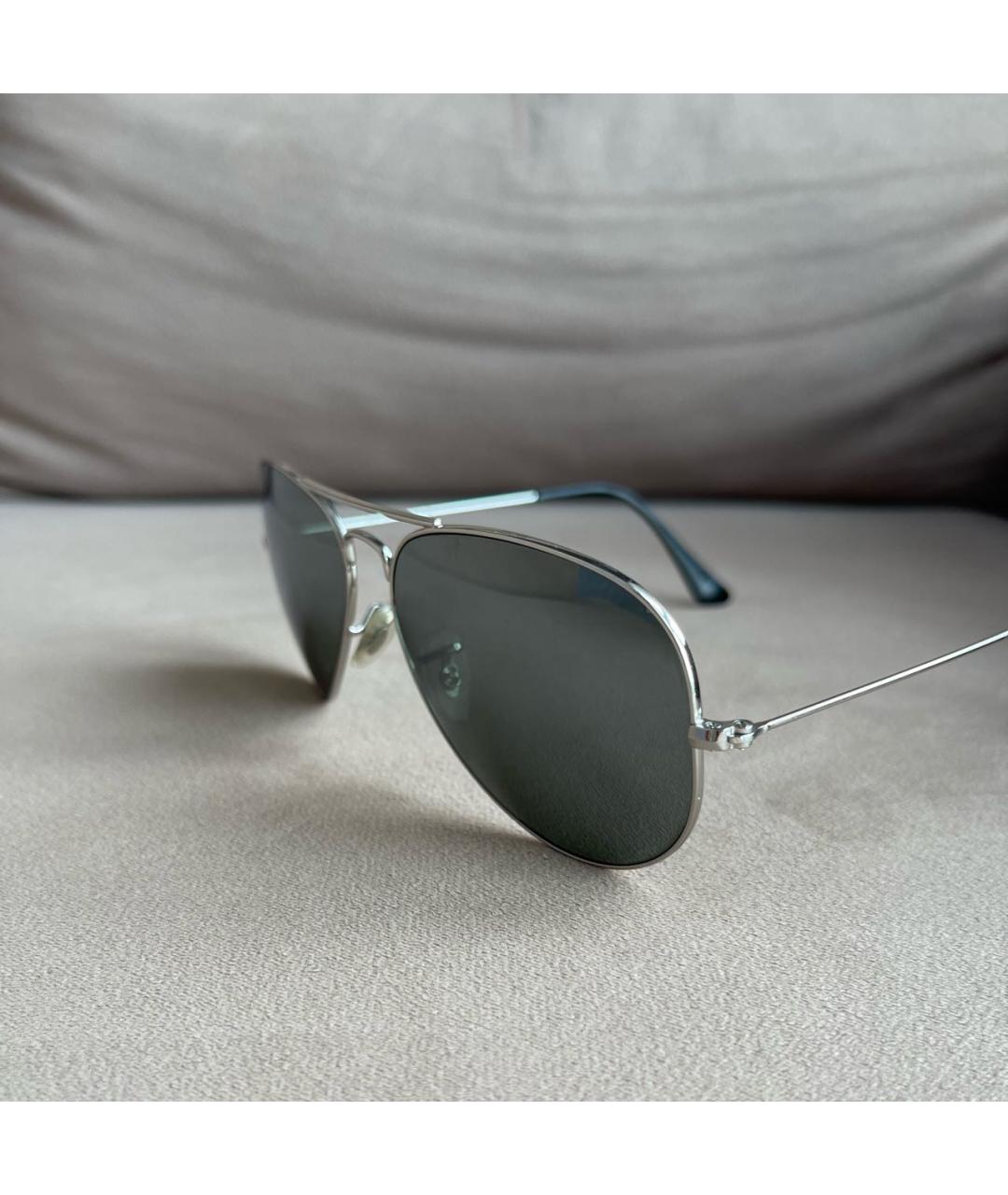 RAY BAN Серебряные металлические солнцезащитные очки, фото 3