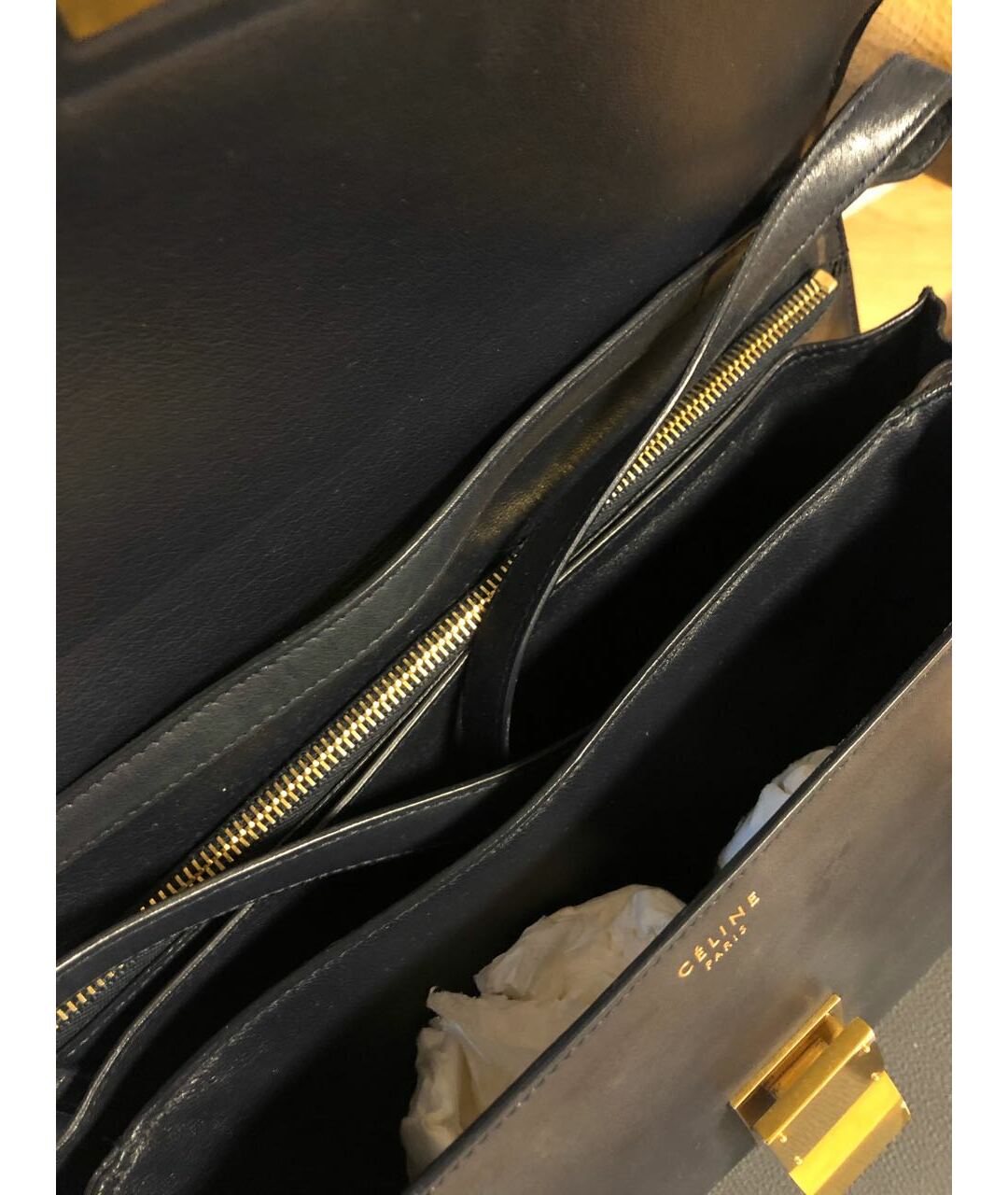 CELINE PRE-OWNED Темно-синяя кожаная сумка тоут, фото 4