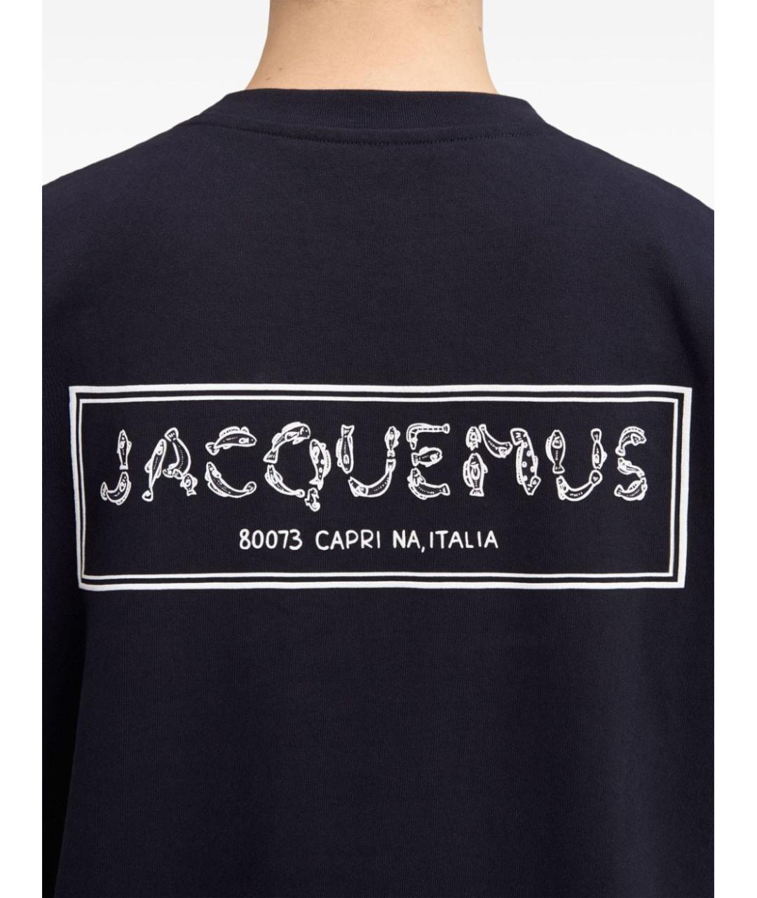 JACQUEMUS Темно-синяя хлопковая футболка, фото 3