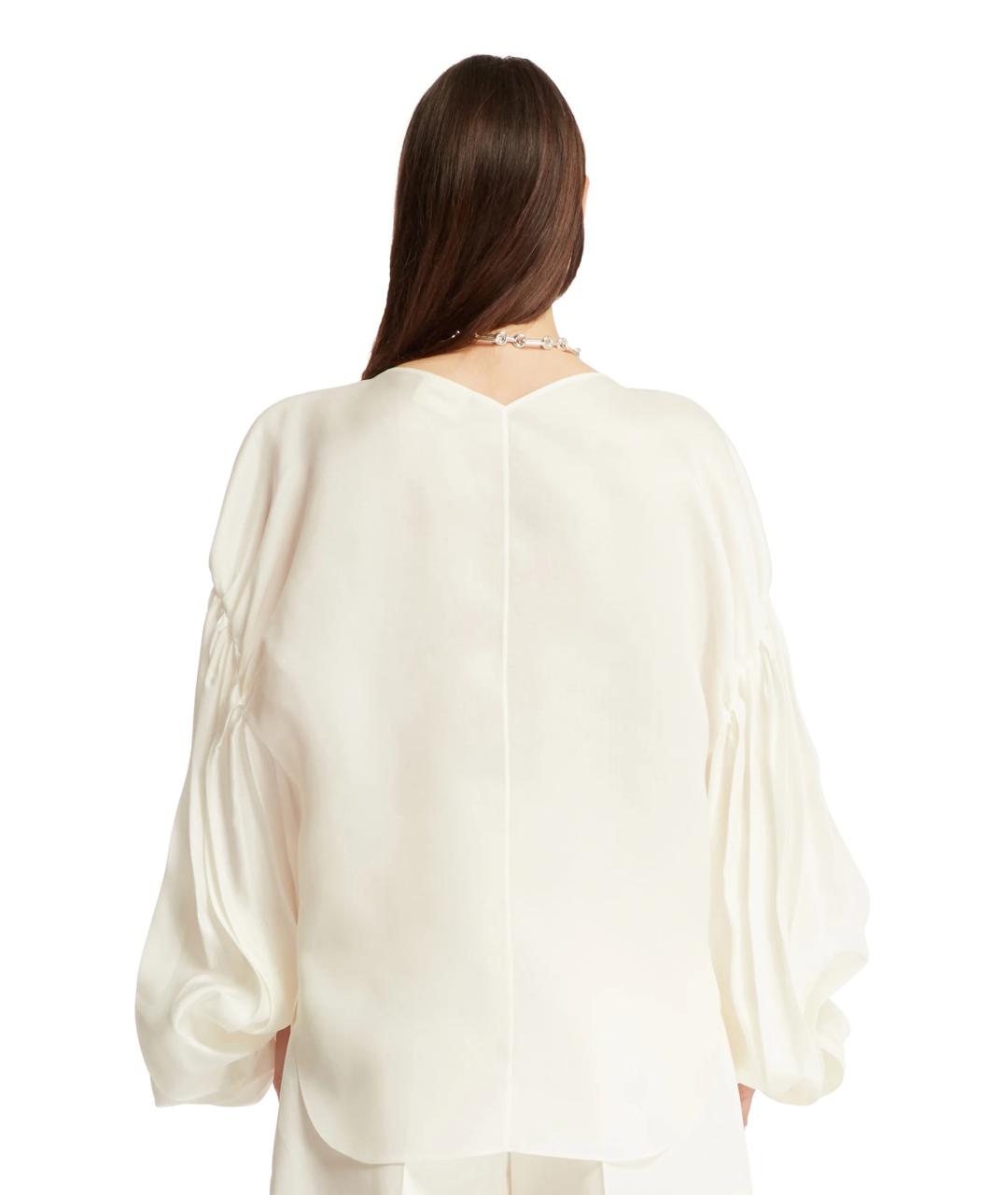 KHAITE Белая шелковая блузы, фото 5