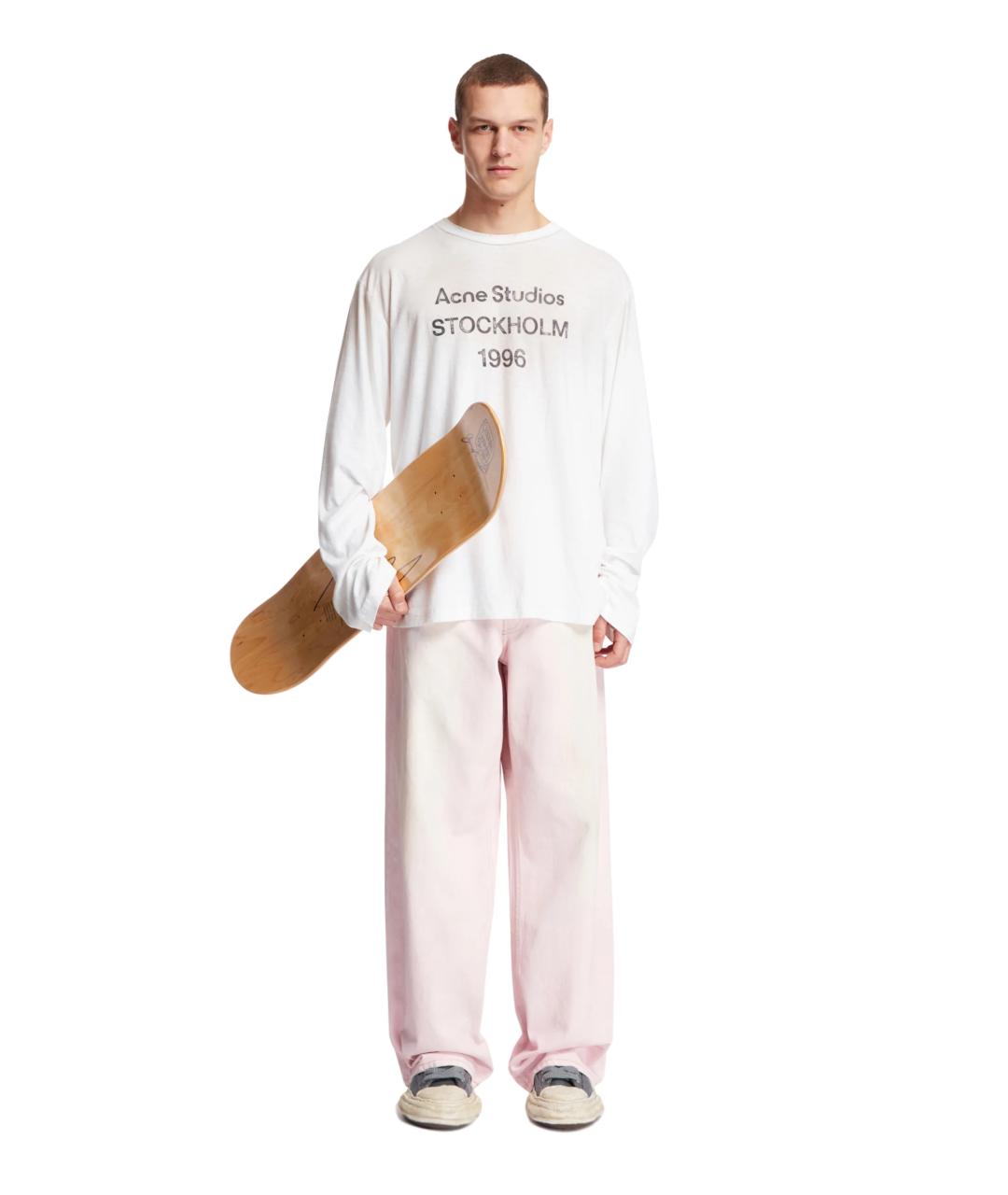 ACNE STUDIOS Розовые хлопковые прямые джинсы, фото 3