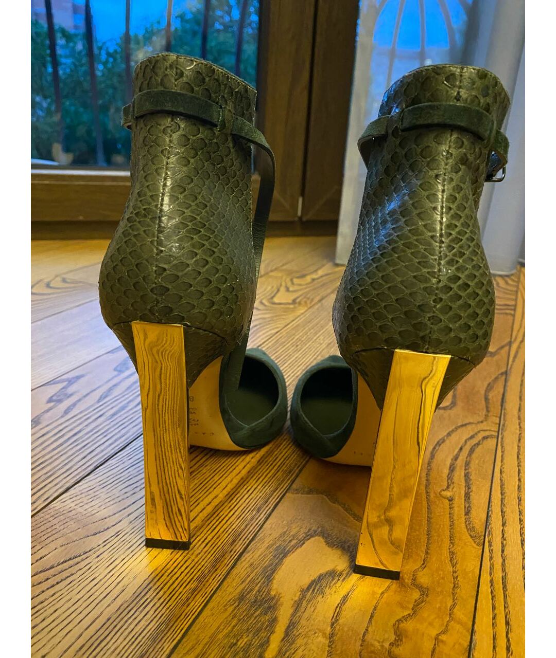CASADEI Зеленые туфли из экзотической кожи, фото 4