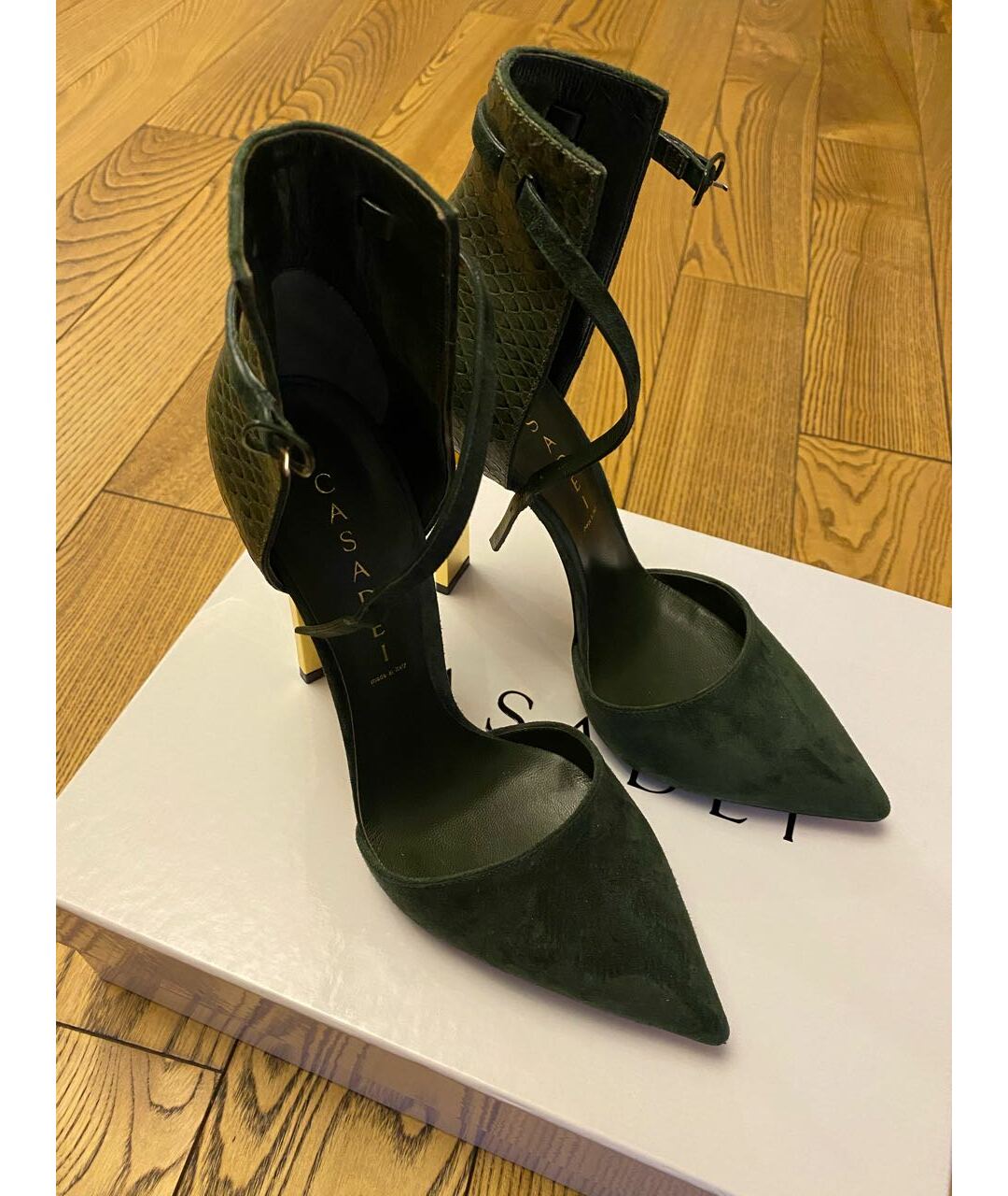 CASADEI Зеленые туфли из экзотической кожи, фото 5