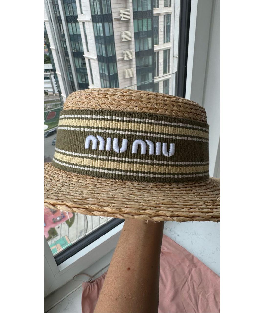 MIU MIU Бежевая соломенная шляпа, фото 4