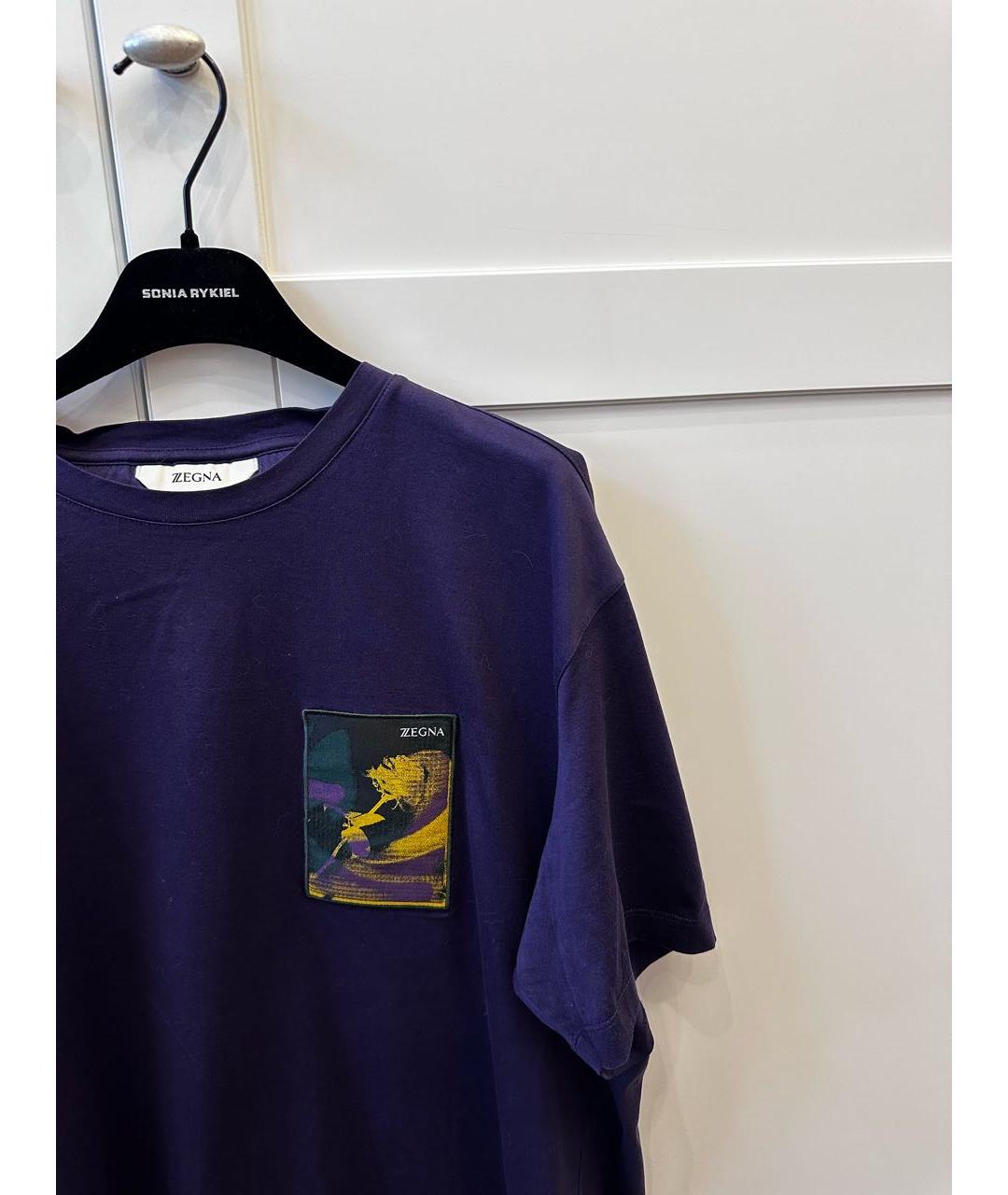 ERMENEGILDO ZEGNA Фиолетовая хлопковая футболка, фото 4