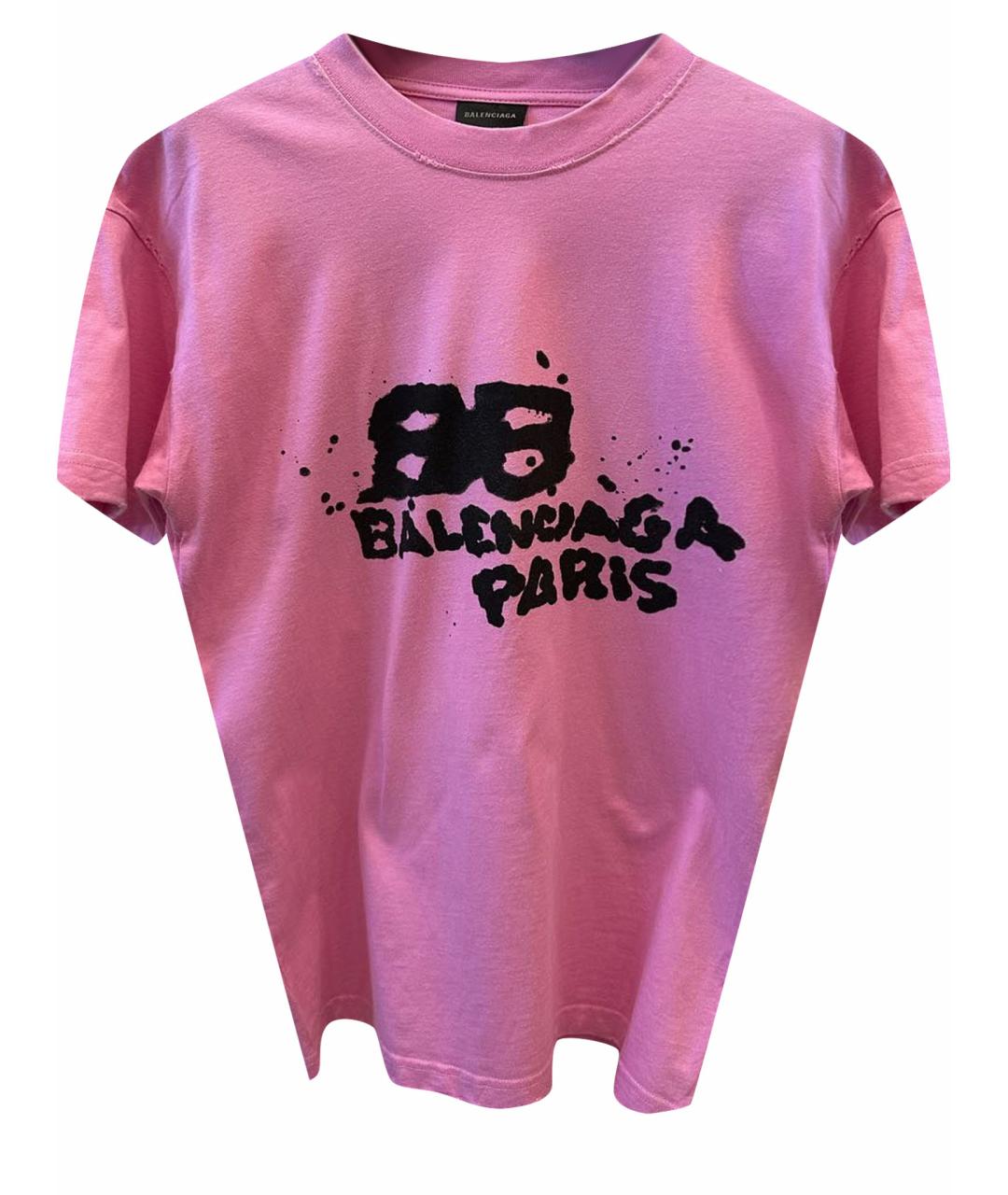 BALENCIAGA Розовая хлопковая футболка, фото 1