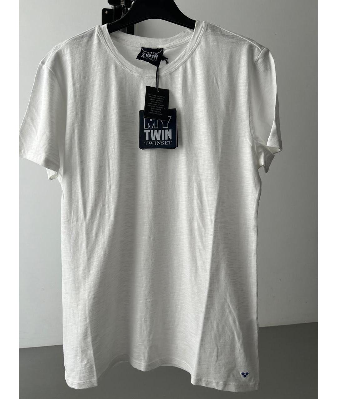 TWIN-SET Белая хлопковая футболка, фото 6