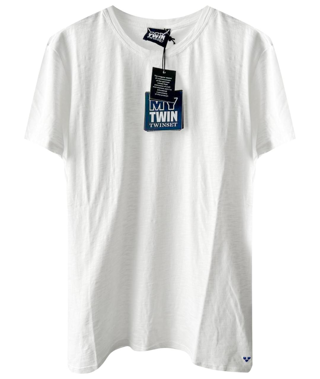 TWIN-SET Белая хлопковая футболка, фото 1