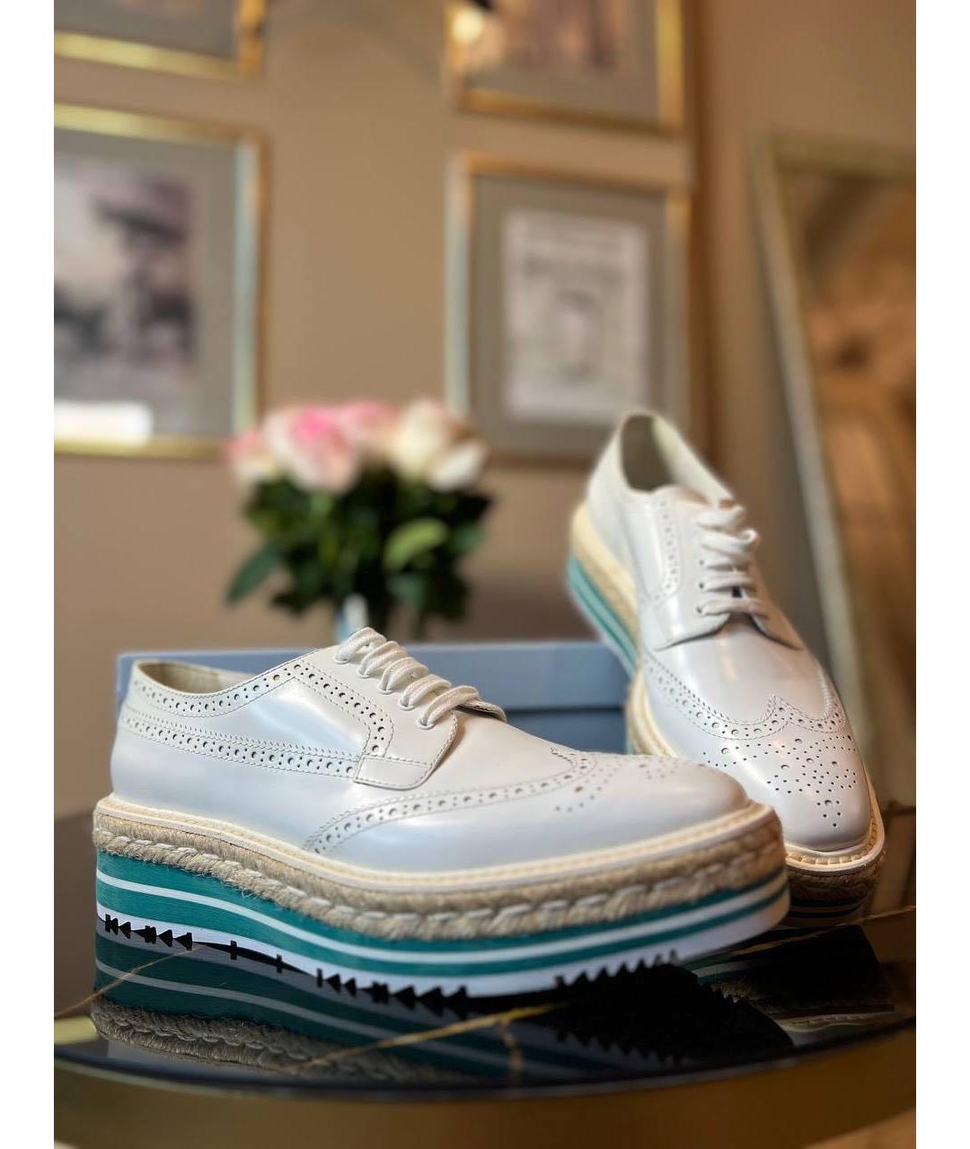 PRADA Белые кожаные ботинки, фото 2