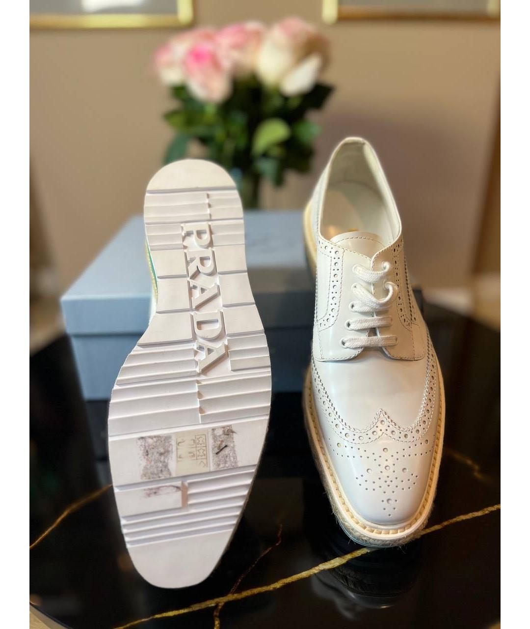 PRADA Белые кожаные ботинки, фото 4