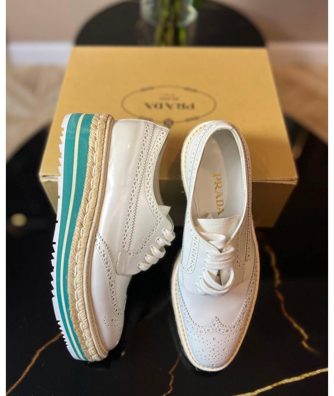 PRADA Белые кожаные ботинки, фото 5