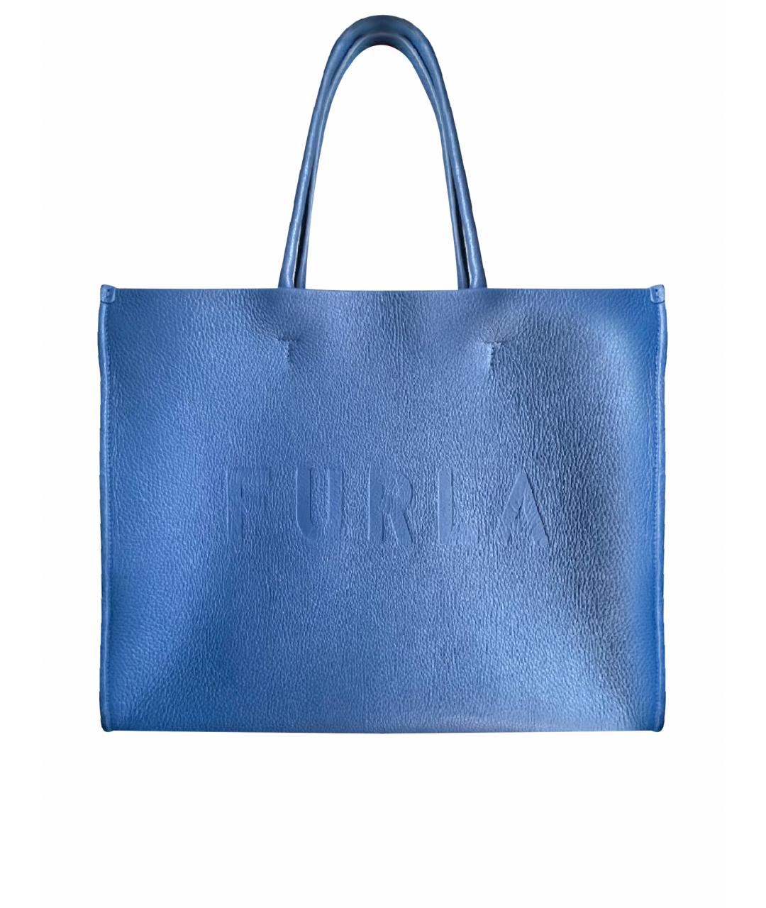 FURLA Голубая кожаная сумка тоут, фото 1