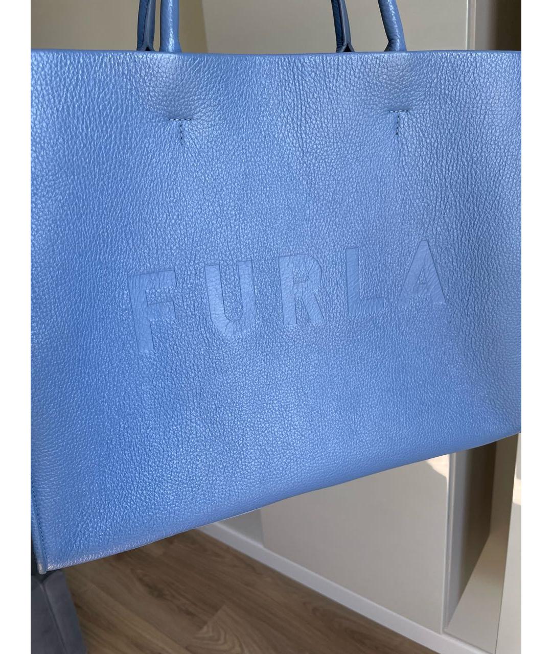 FURLA Голубая кожаная сумка тоут, фото 2