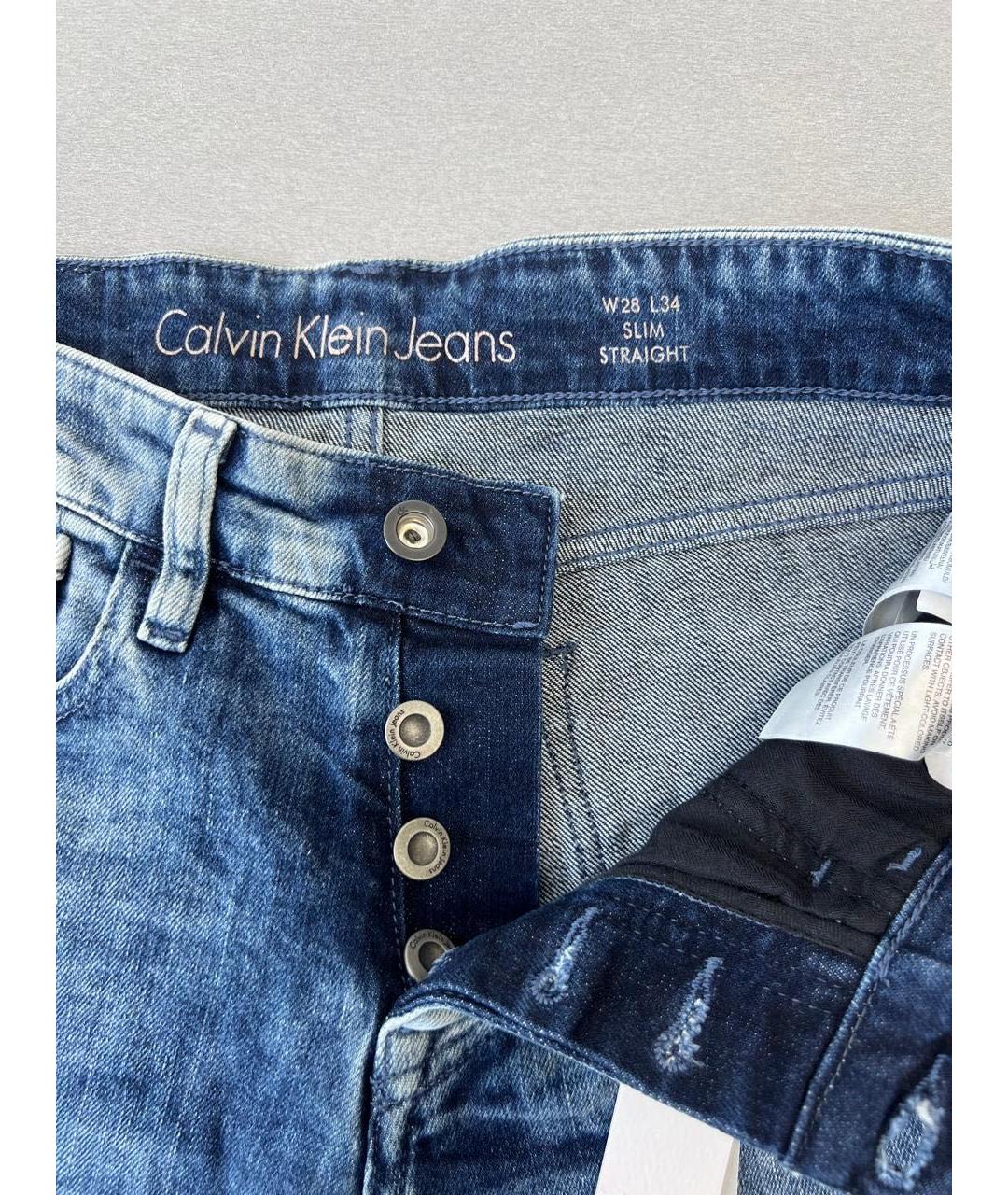 CALVIN KLEIN JEANS Темно-синие хлопковые прямые джинсы, фото 6