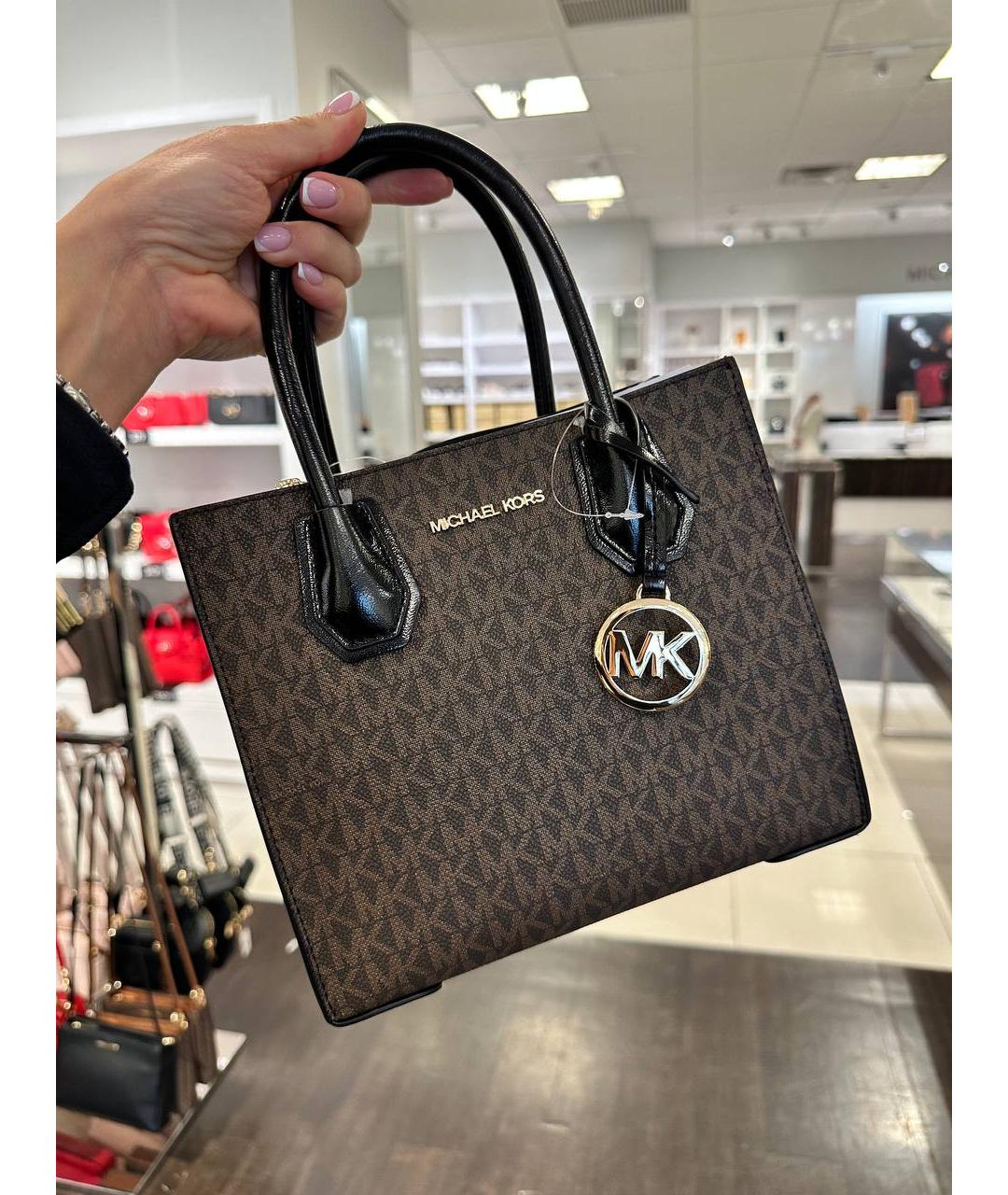 MICHAEL MICHAEL KORS Коричневая кожаная сумка через плечо, фото 4