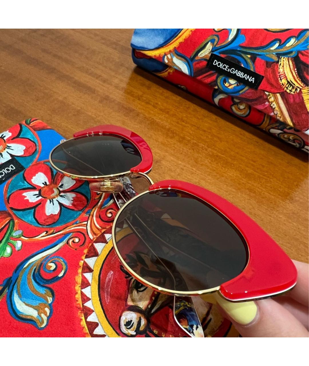 DOLCE&GABBANA Красные пластиковые солнцезащитные очки, фото 3