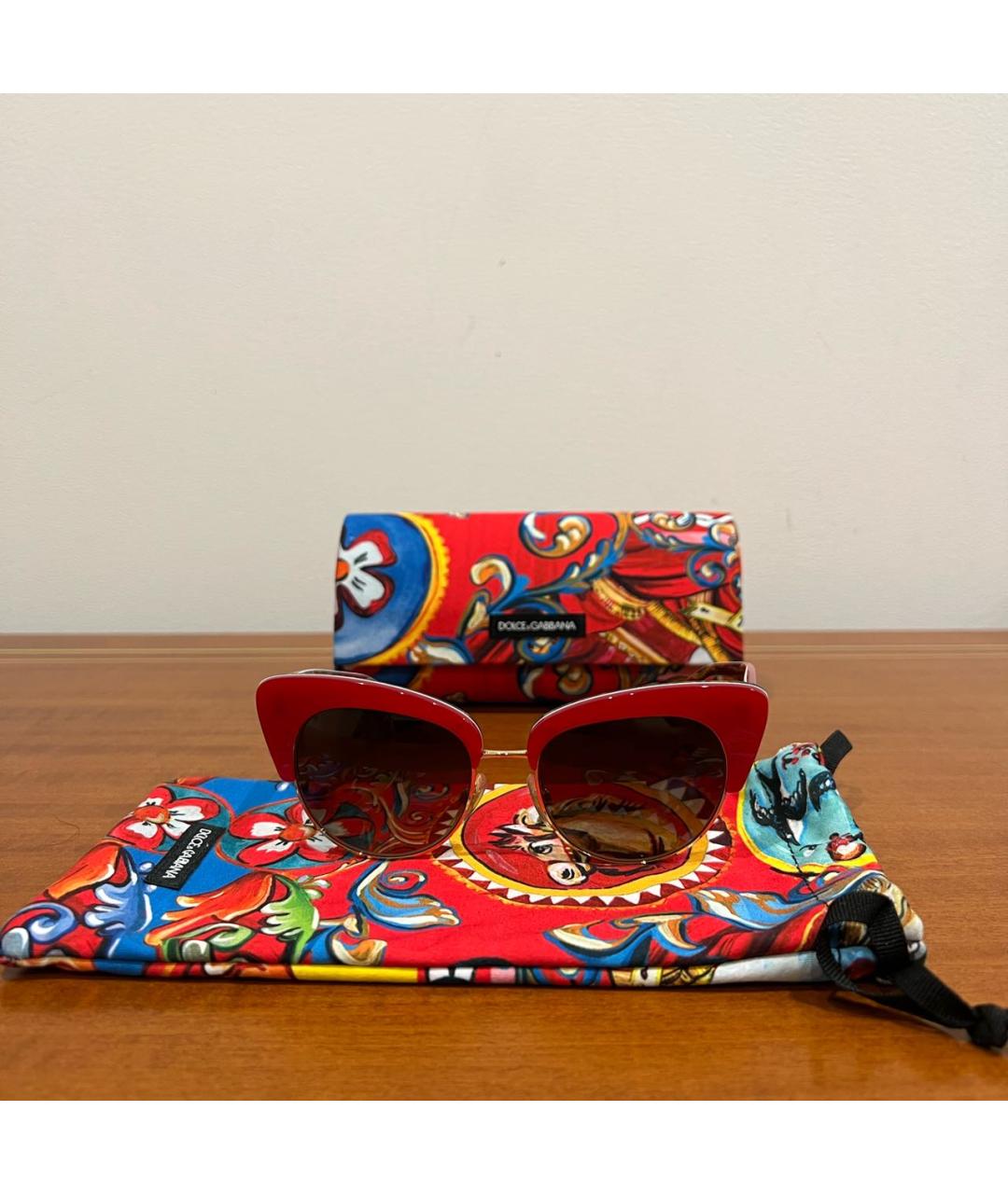 DOLCE&GABBANA Красные пластиковые солнцезащитные очки, фото 6
