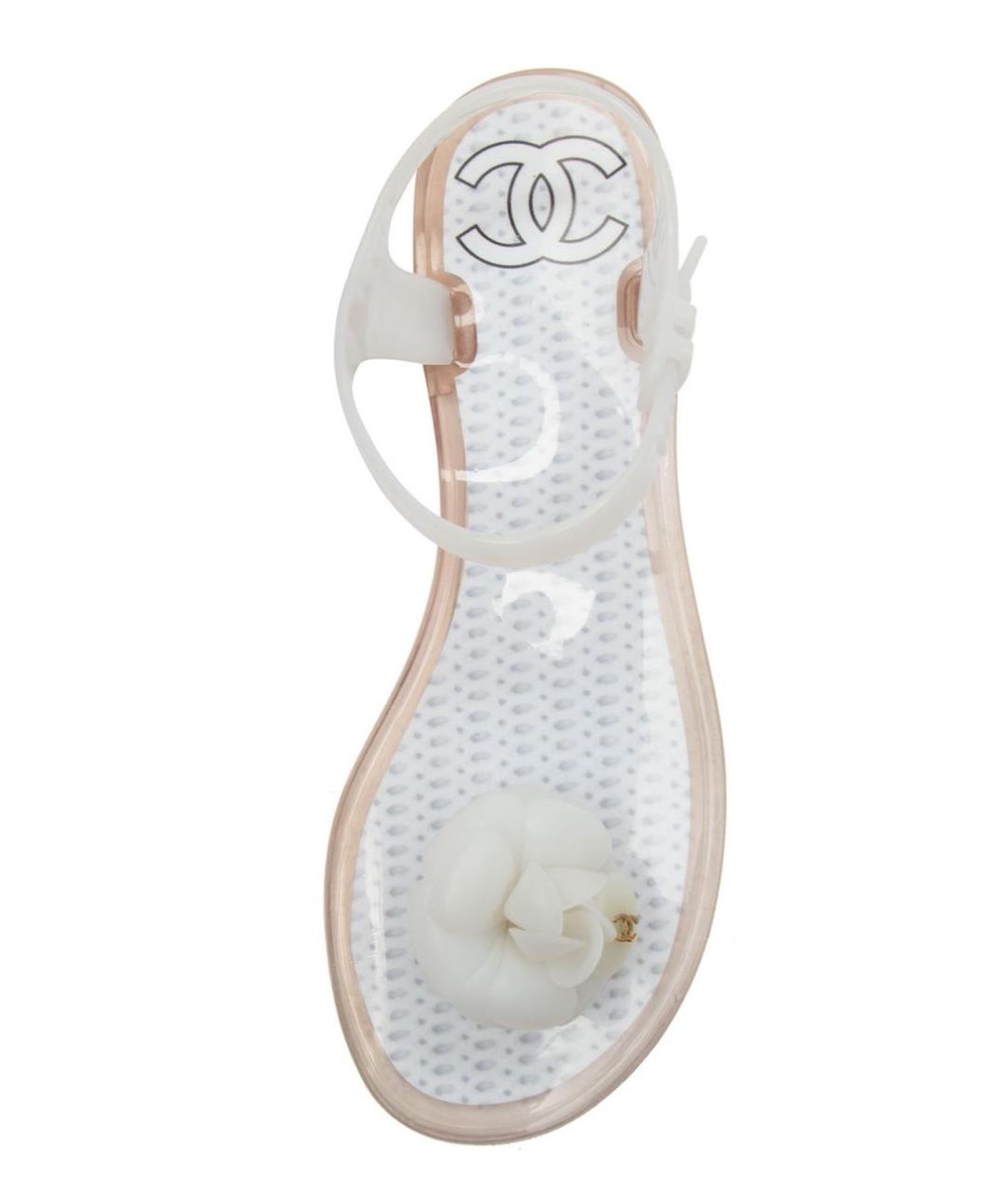 CHANEL Белые резиновые сандалии, фото 4