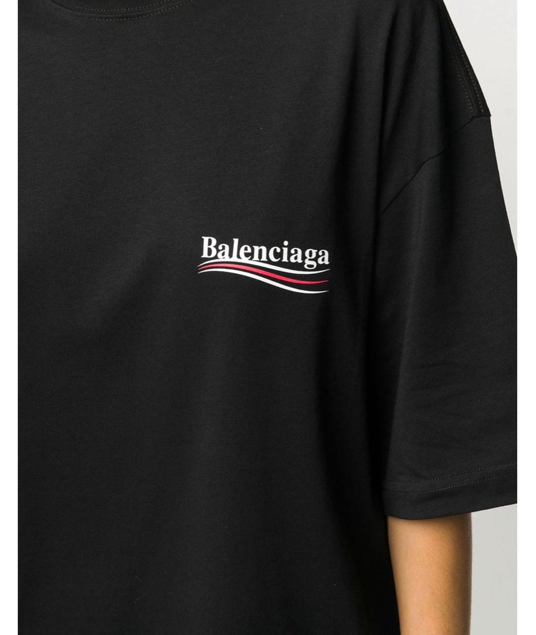 BALENCIAGA Черная хлопковая футболка, фото 2