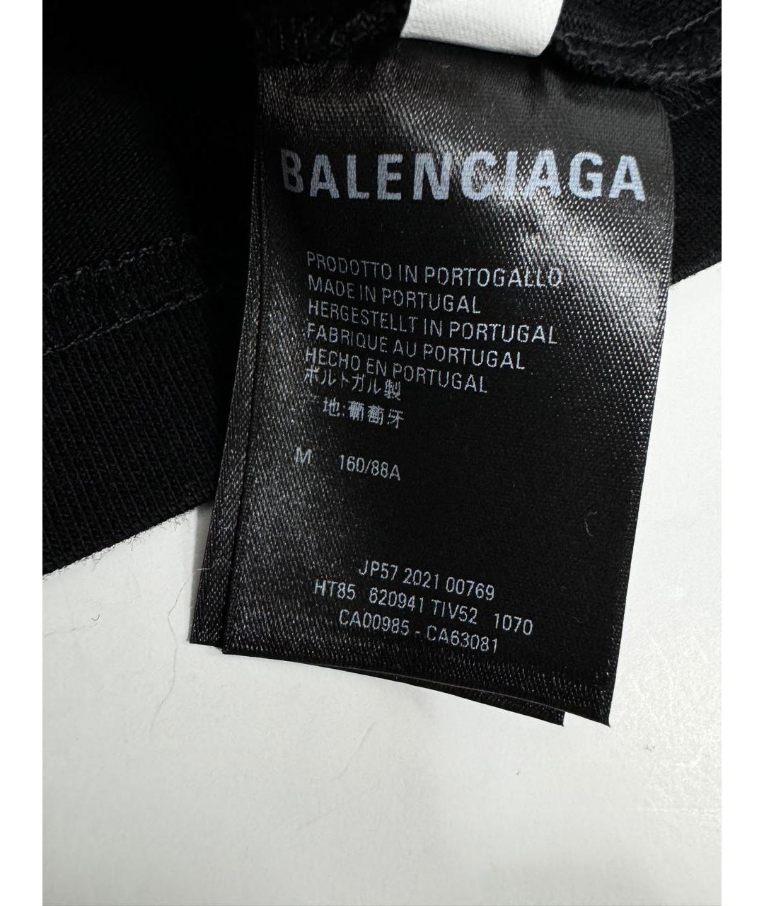 BALENCIAGA Черная хлопковая футболка, фото 8