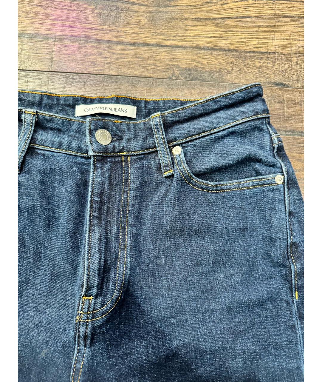 CALVIN KLEIN JEANS Темно-синие хлопко-эластановые джинсы слим, фото 4