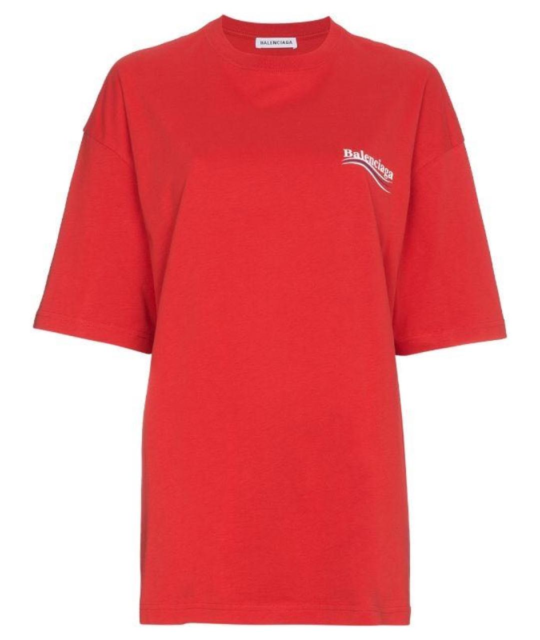 BALENCIAGA Красная хлопковая футболка, фото 1