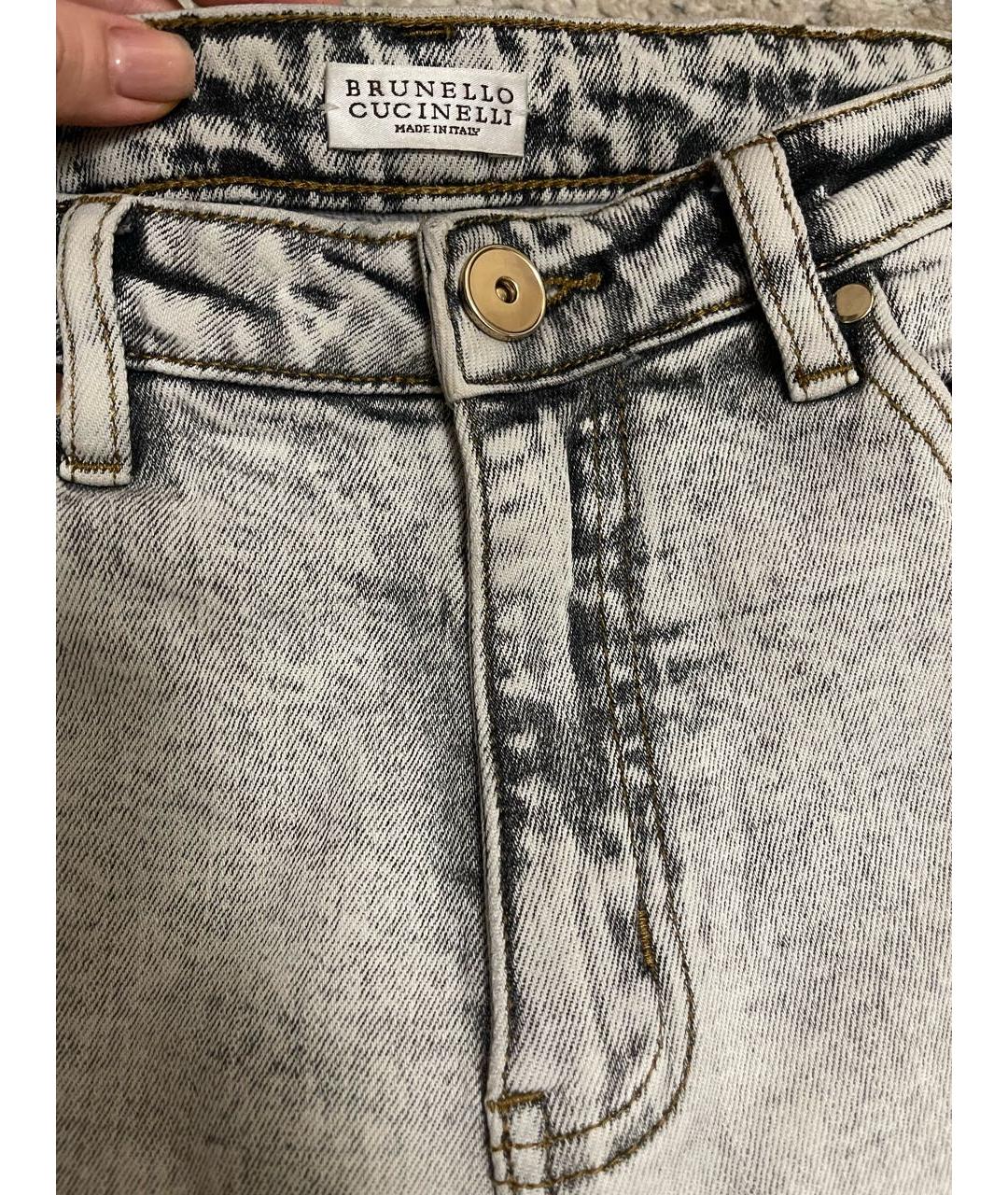 BRUNELLO CUCINELLI Серые хлопко-эластановые прямые джинсы, фото 3
