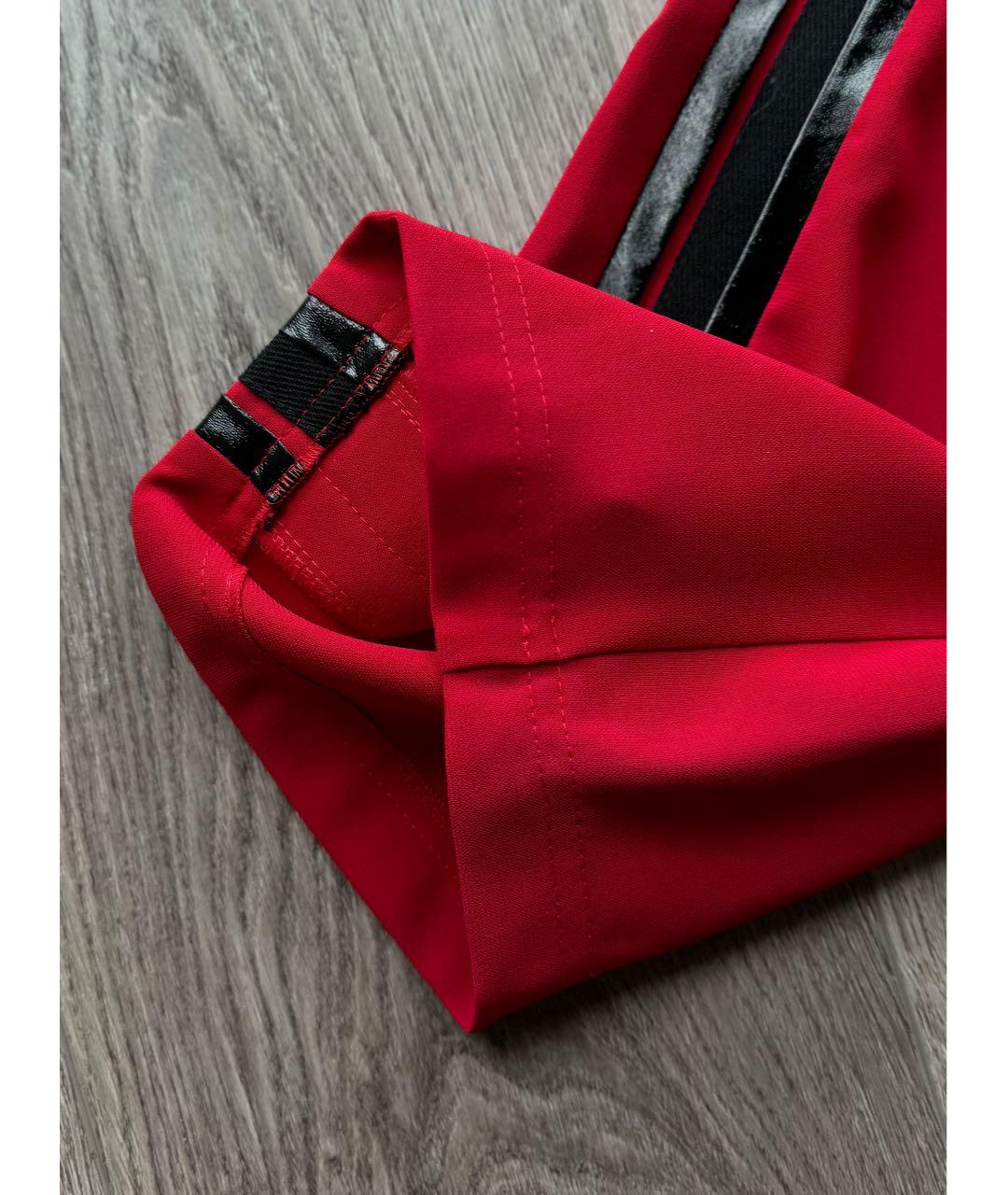 NO. 21 Красные полиэстеровые прямые брюки, фото 4