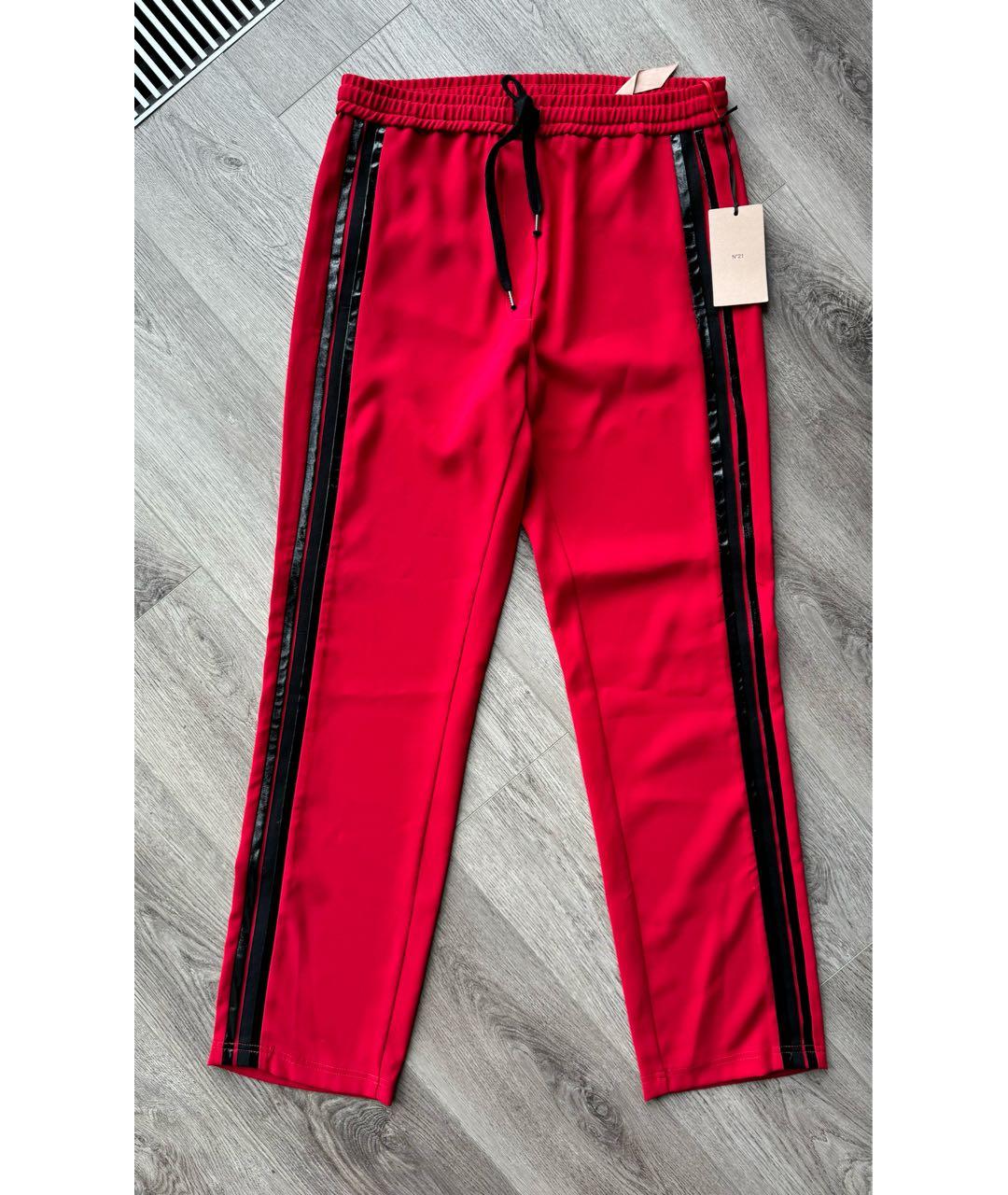 NO. 21 Красные полиэстеровые прямые брюки, фото 9