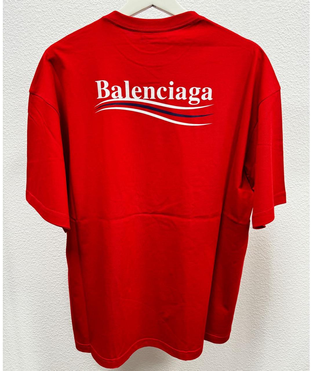 BALENCIAGA Красная хлопковая футболка, фото 5