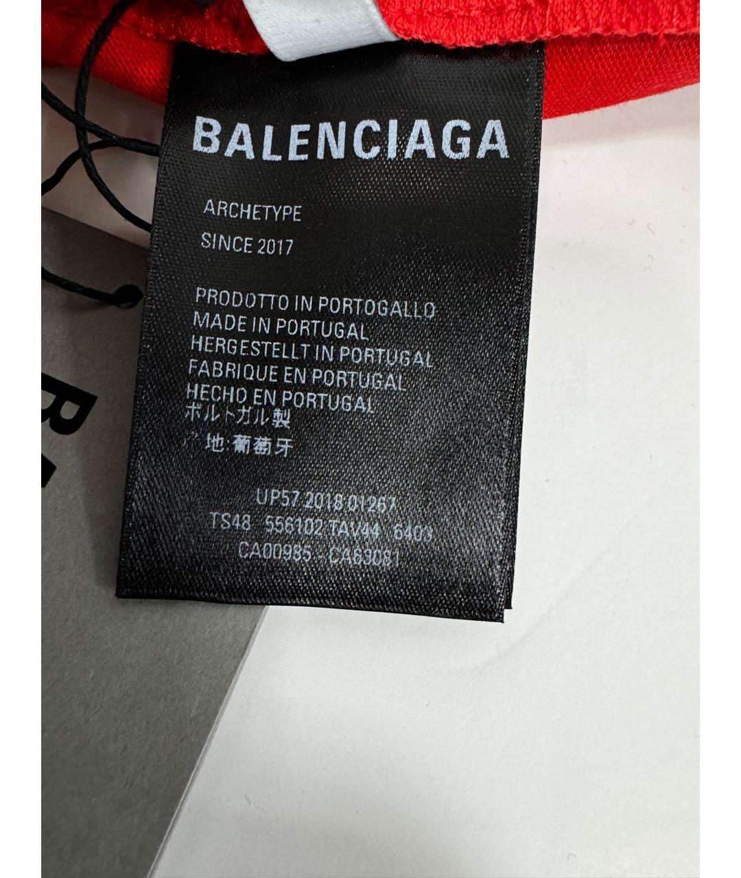 BALENCIAGA Красная хлопковая футболка, фото 8