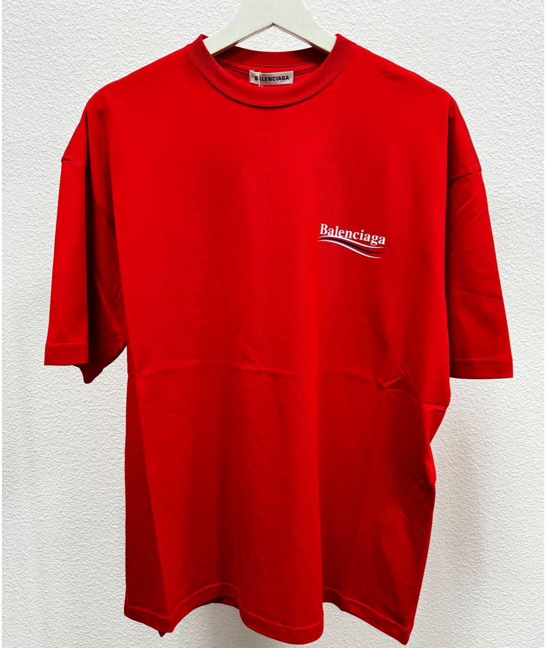 BALENCIAGA Красная хлопковая футболка, фото 4