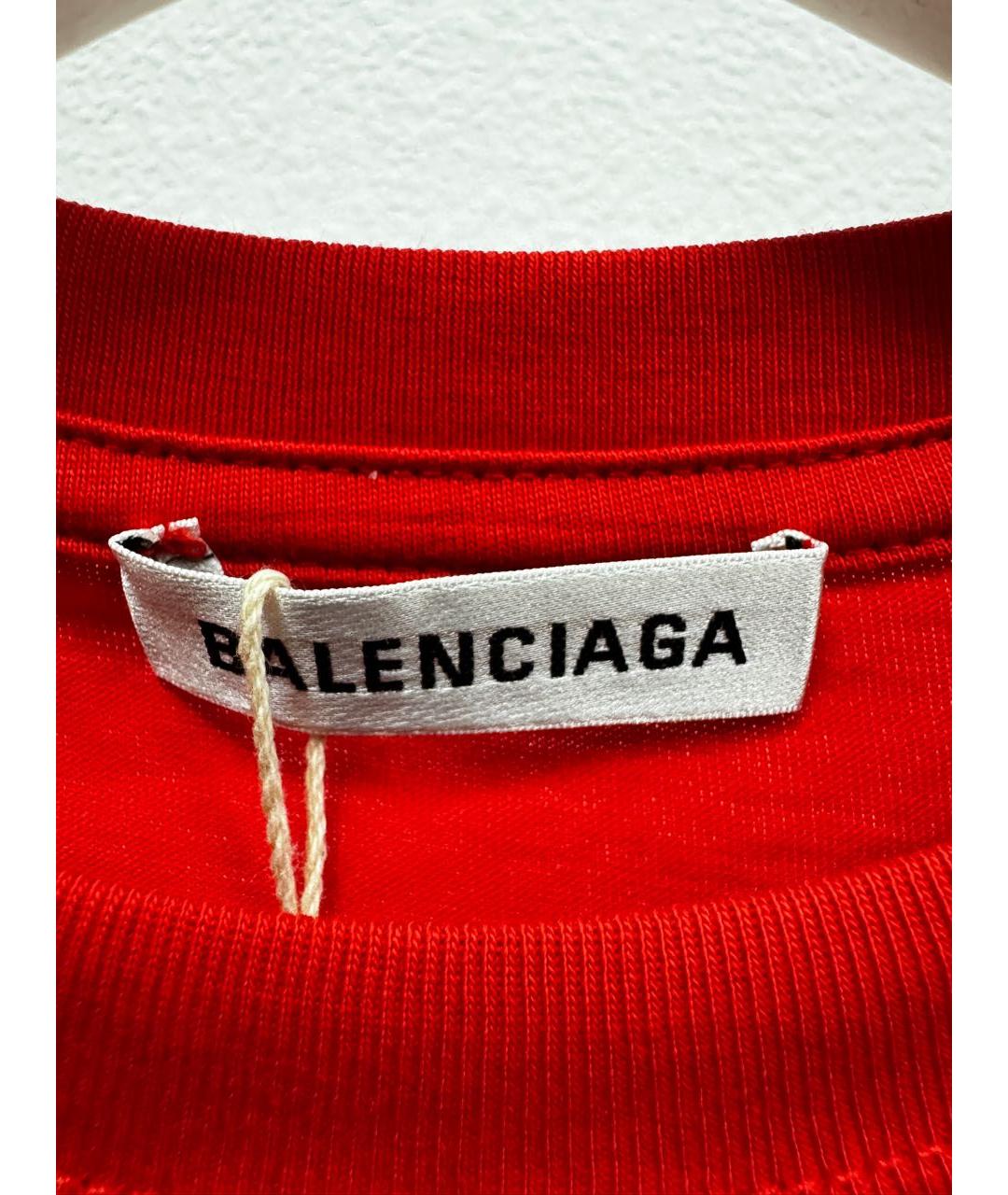 BALENCIAGA Красная хлопковая футболка, фото 6