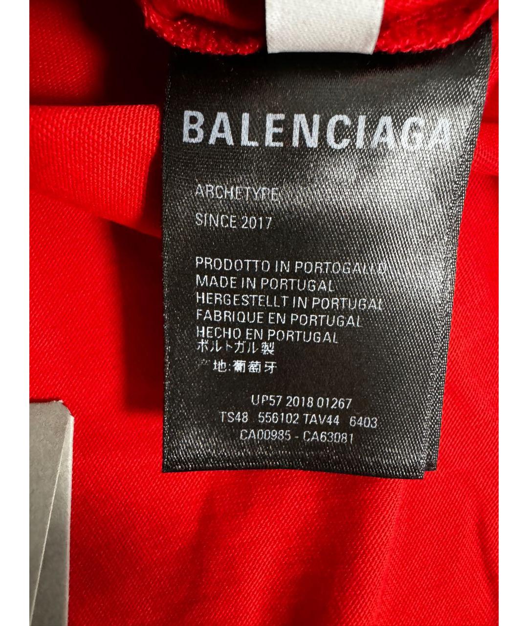 BALENCIAGA Красная хлопковая футболка, фото 8