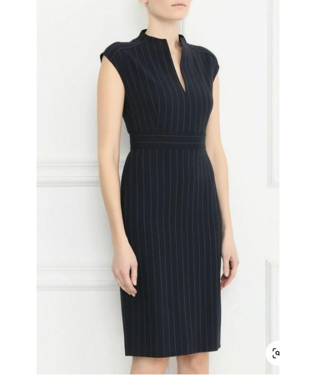 MAX MARA Темно-синее шерстяное повседневное платье, фото 4