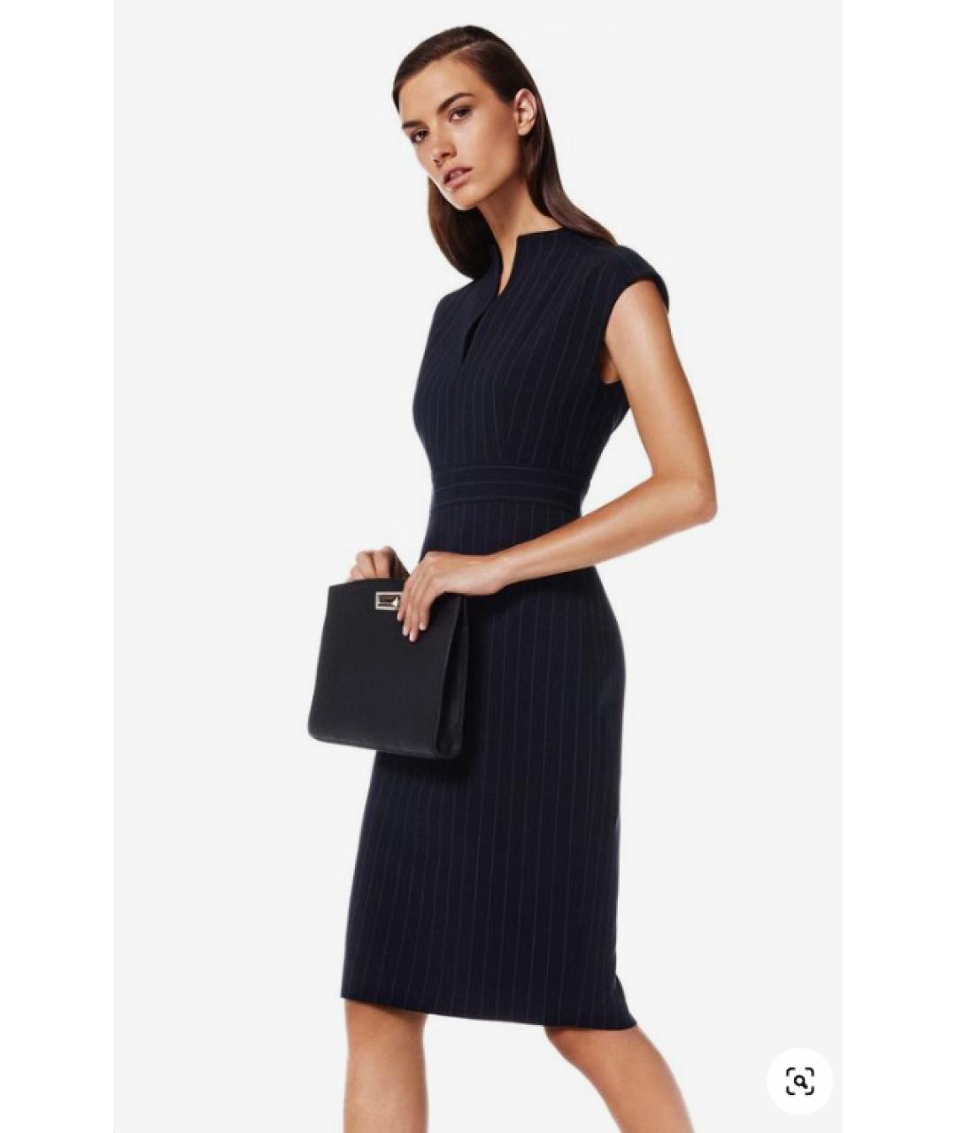 MAX MARA Темно-синее шерстяное повседневное платье, фото 3