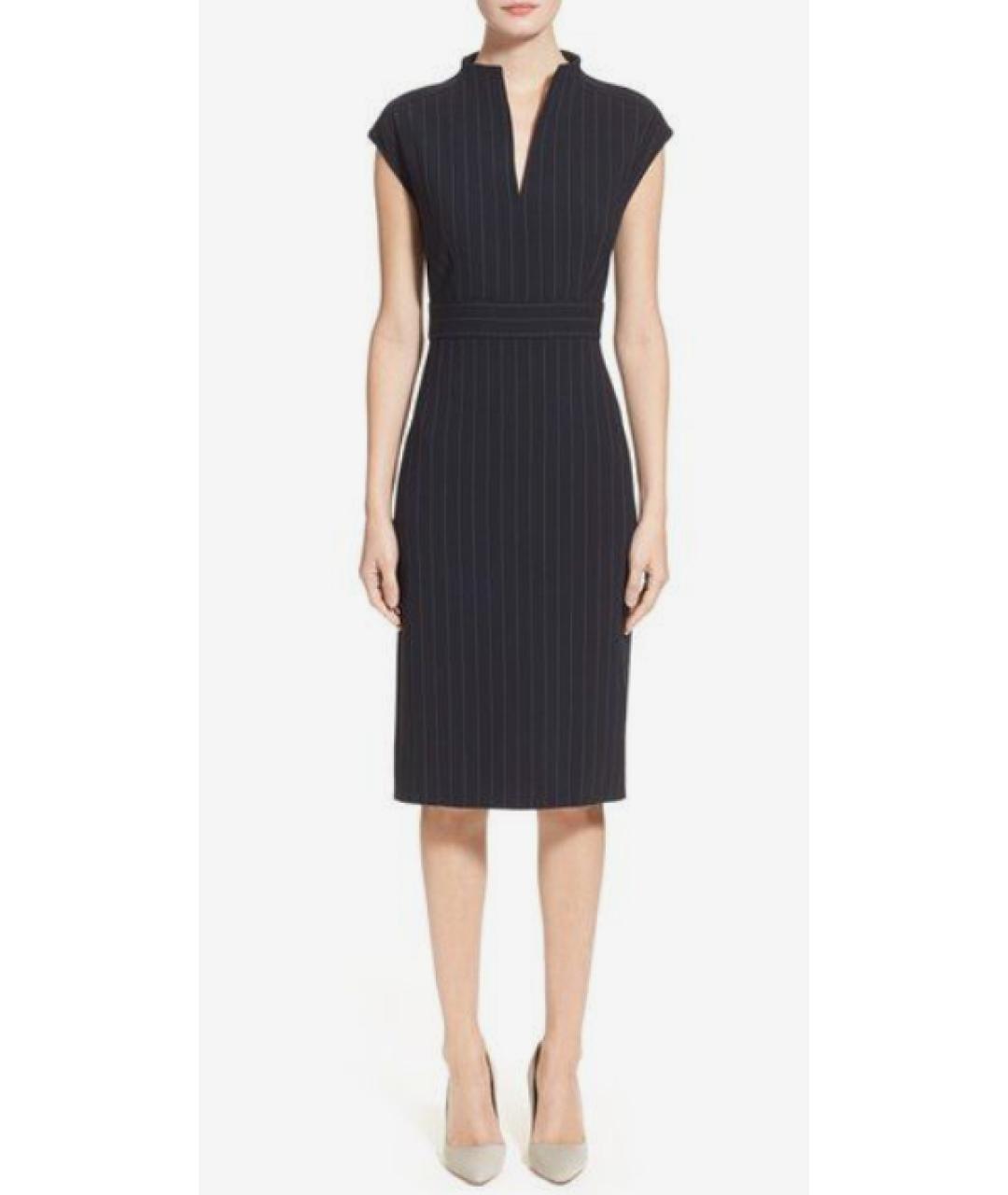 MAX MARA Темно-синее шерстяное повседневное платье, фото 2
