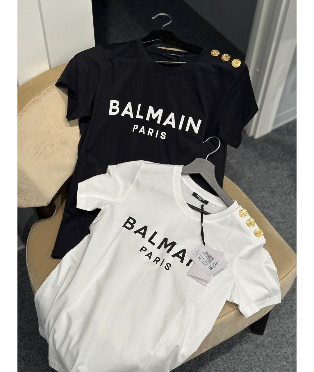 BALMAIN Белая хлопко-эластановая футболка, фото 4