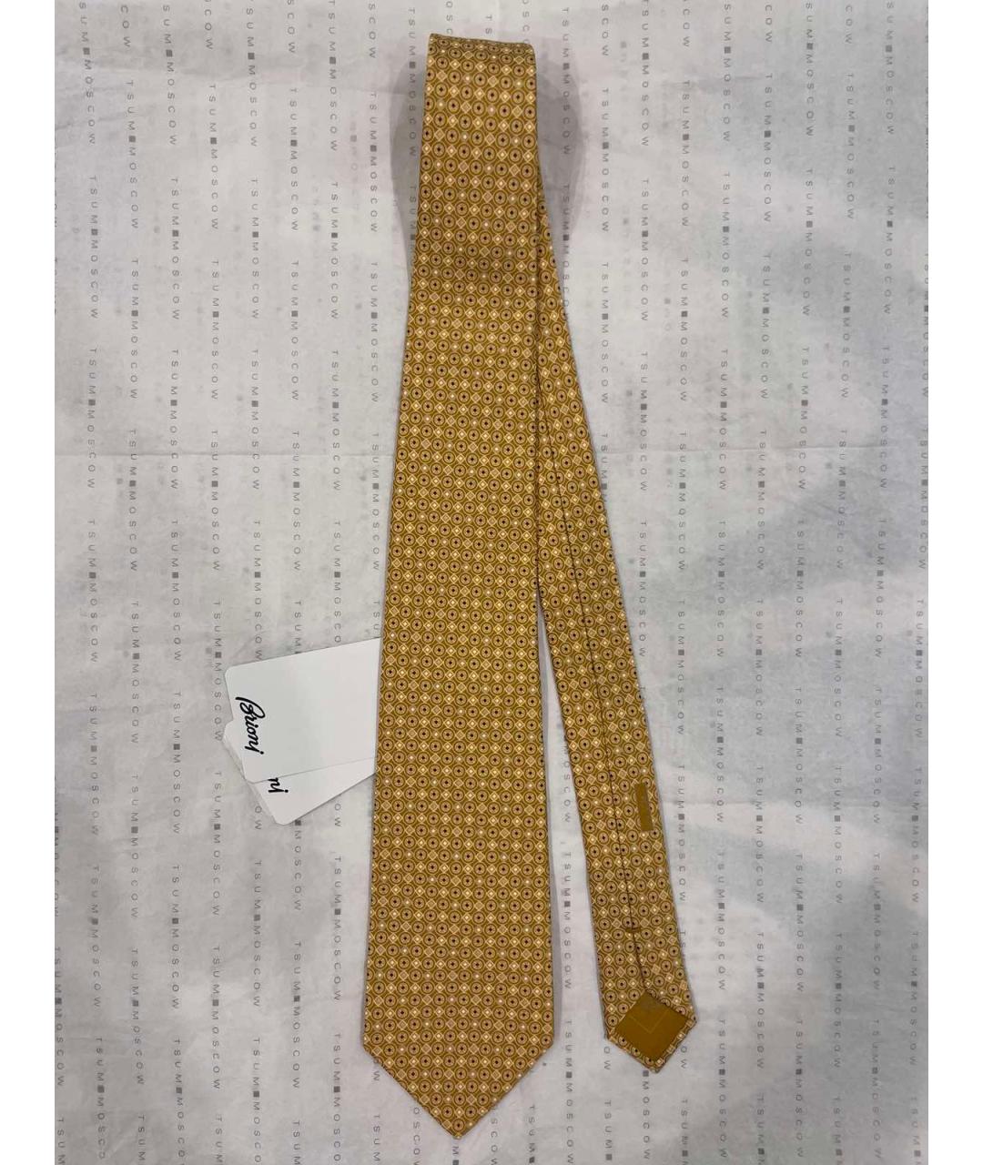 BRIONI Золотой шелковый галстук, фото 9