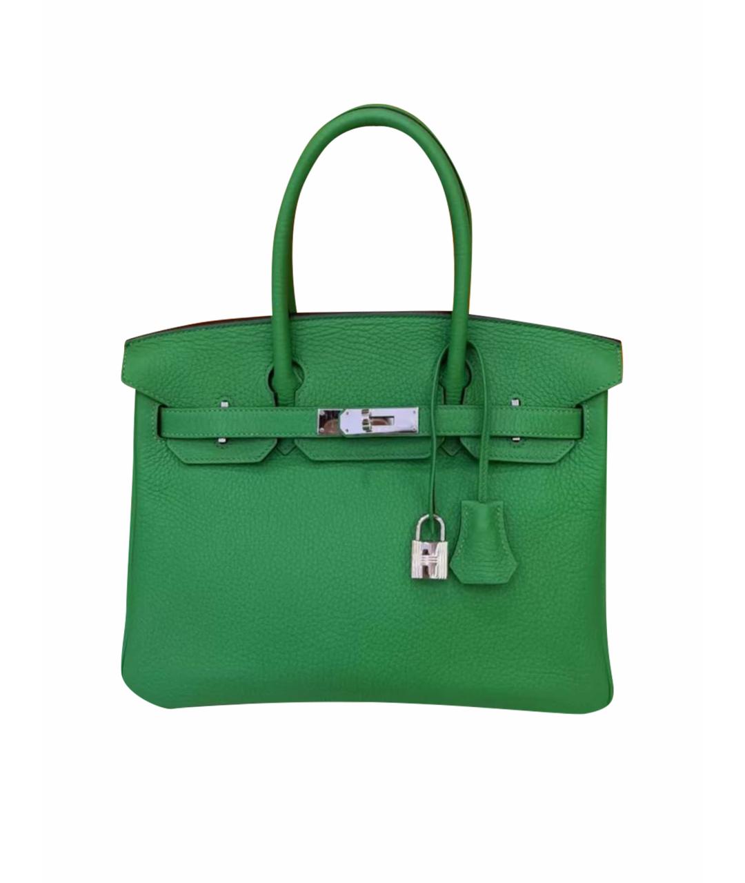 HERMES Зеленая кожаная сумка с короткими ручками, фото 1